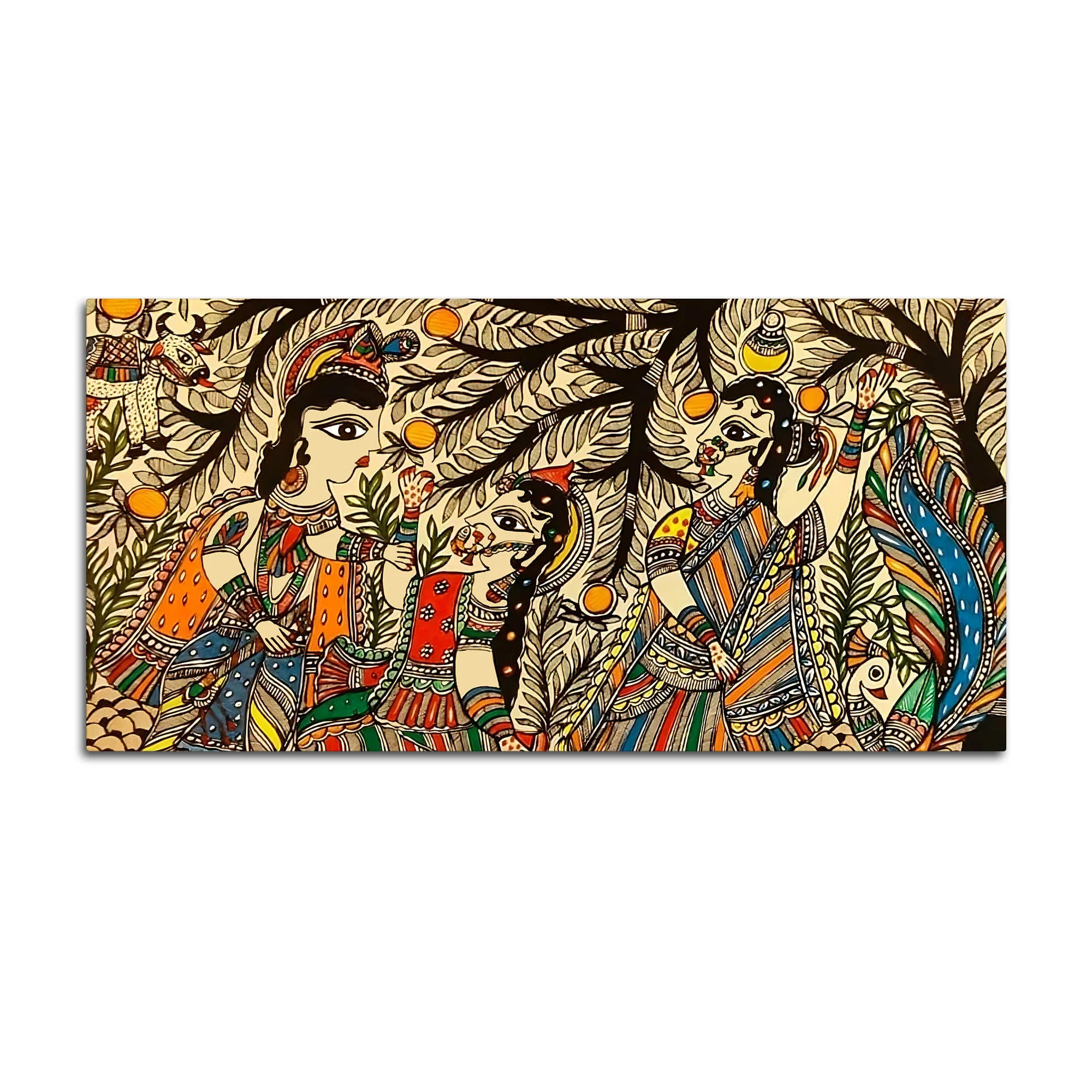 Ethnic Indian Madhubani Canvas Wall Painting for Cultural Home Art - Image 4