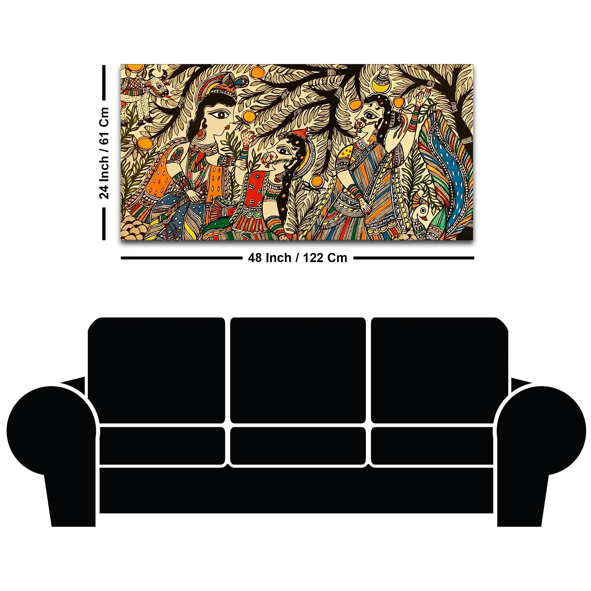 Ethnic Indian Madhubani Canvas Wall Painting for Cultural Home Art - Image 8