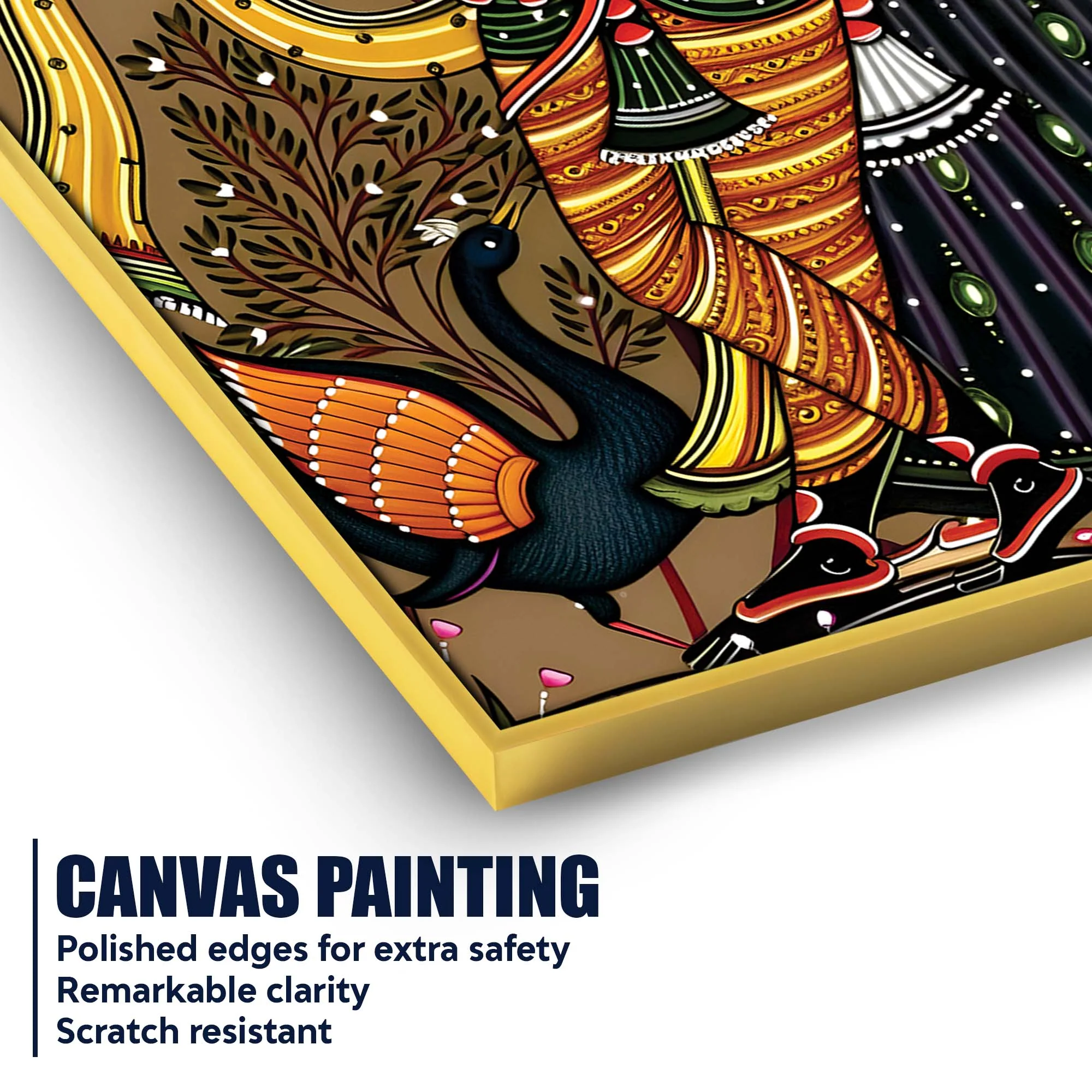 Ethnic Radha Krishna Canvas Wall Painting | Spiritual Indian Painting for Home Decor - Image 4