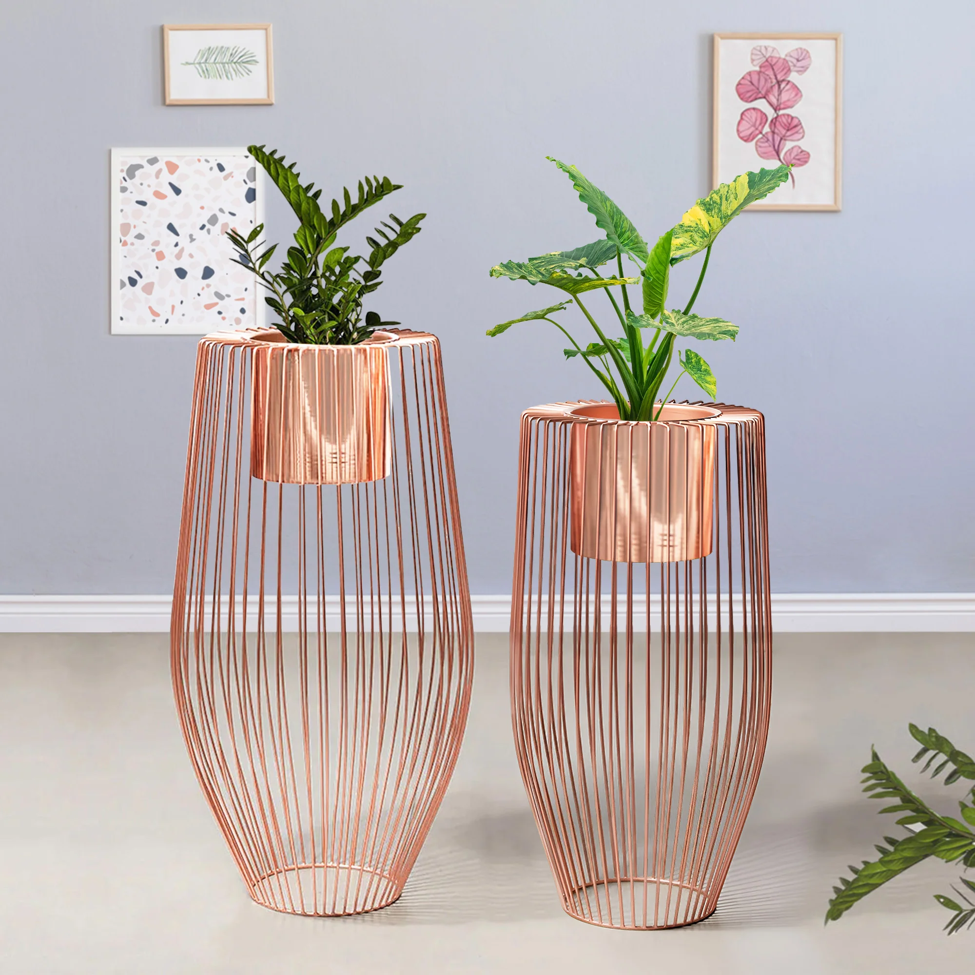 Euphoric Earth Ross Gold Stand & Ross Gold Finish Pot Planters Set of 2 - Image 2