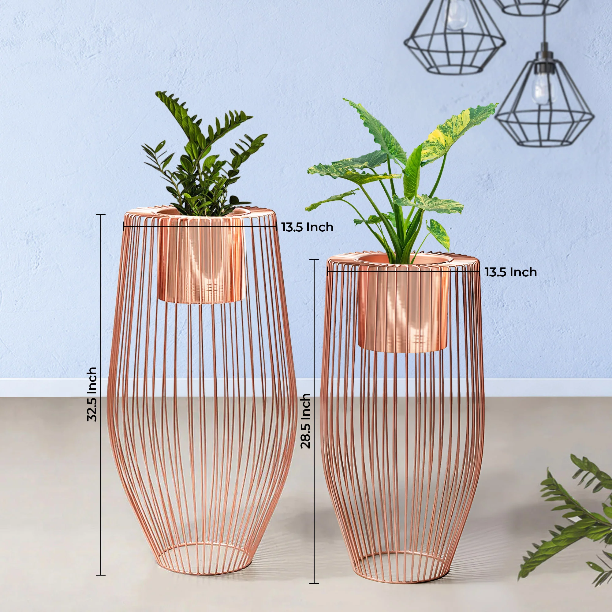Euphoric Earth Ross Gold Stand & Ross Gold Finish Pot Planters Set of 2 - Image 3