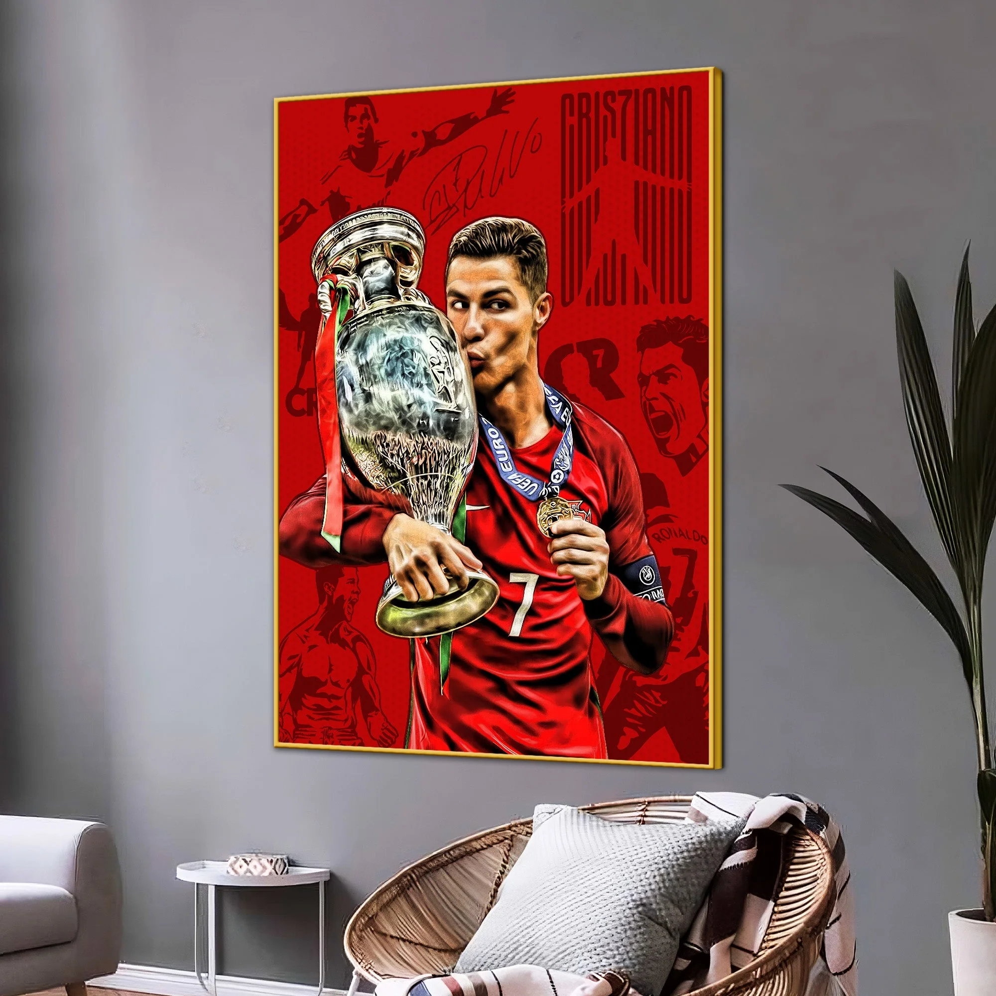 Euro Cup 2016 CR7 Cotton Canvas Wall Painting - Image 3