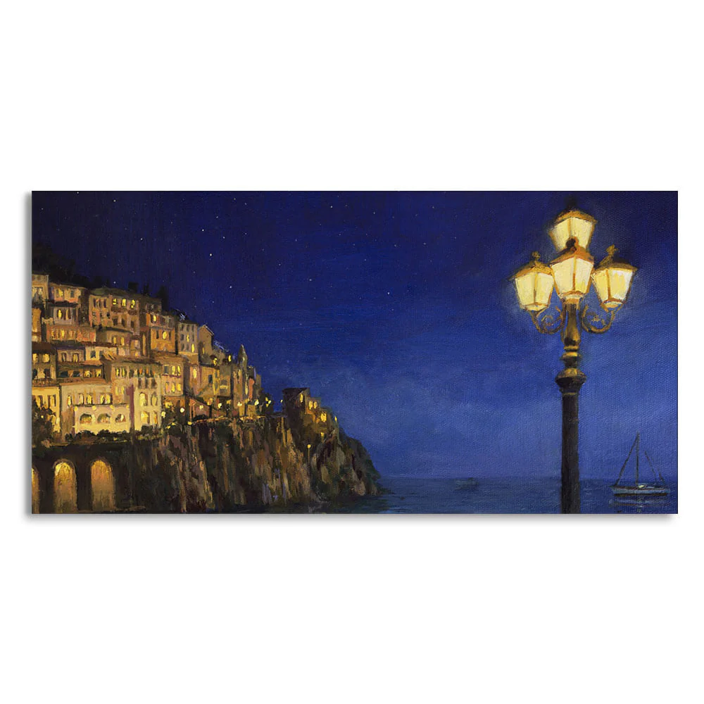 Evening at The Coast of Amalfi in Italy Canvas Wall Painting - Image 4