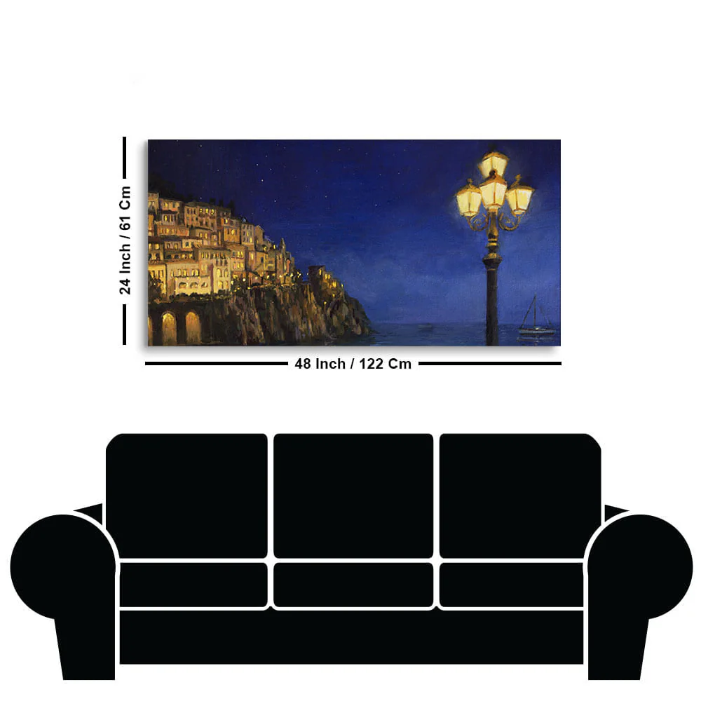 Evening at The Coast of Amalfi in Italy Canvas Wall Painting - Image 7