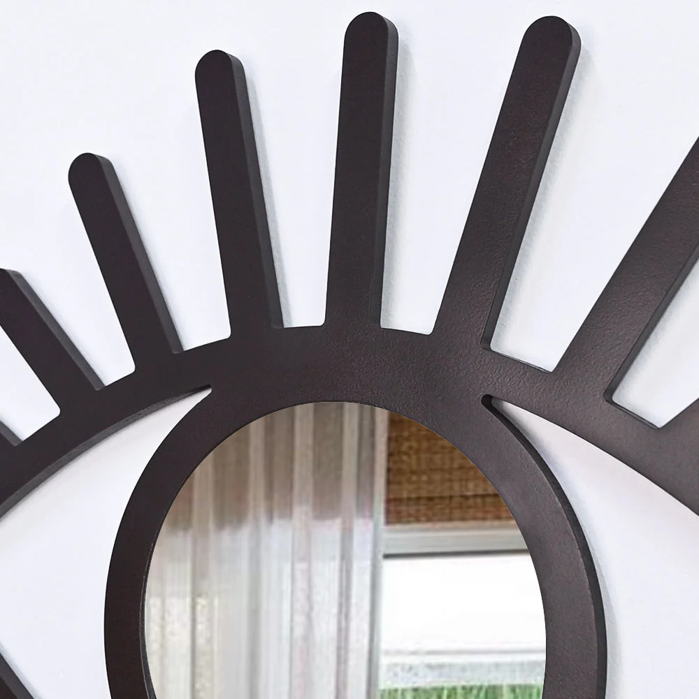 Evil Eye Shaped Crafted with Black Finish Wooden Mirror - Image 2