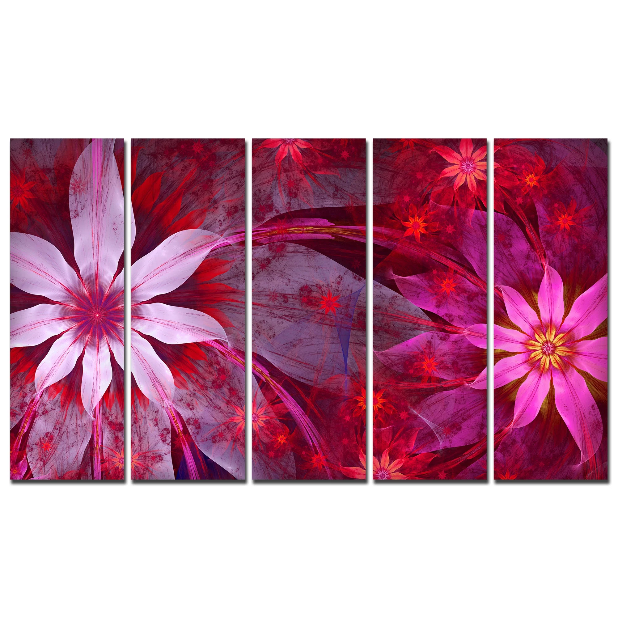 Exotic Flowers Canvas Wall Painting Set of Five - Image 4