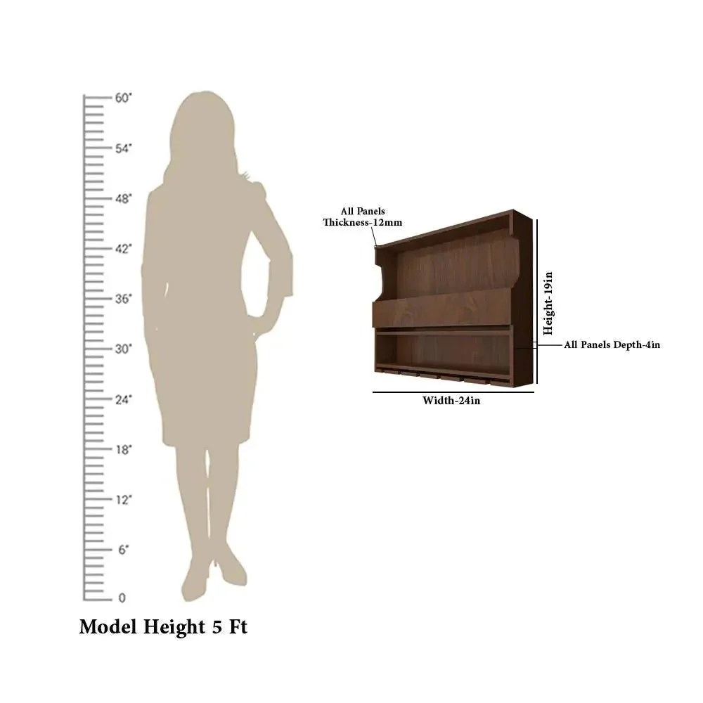 Exquisite Design Backlit MDF Mini Bar Shelf in Walnut Finish - Image 7