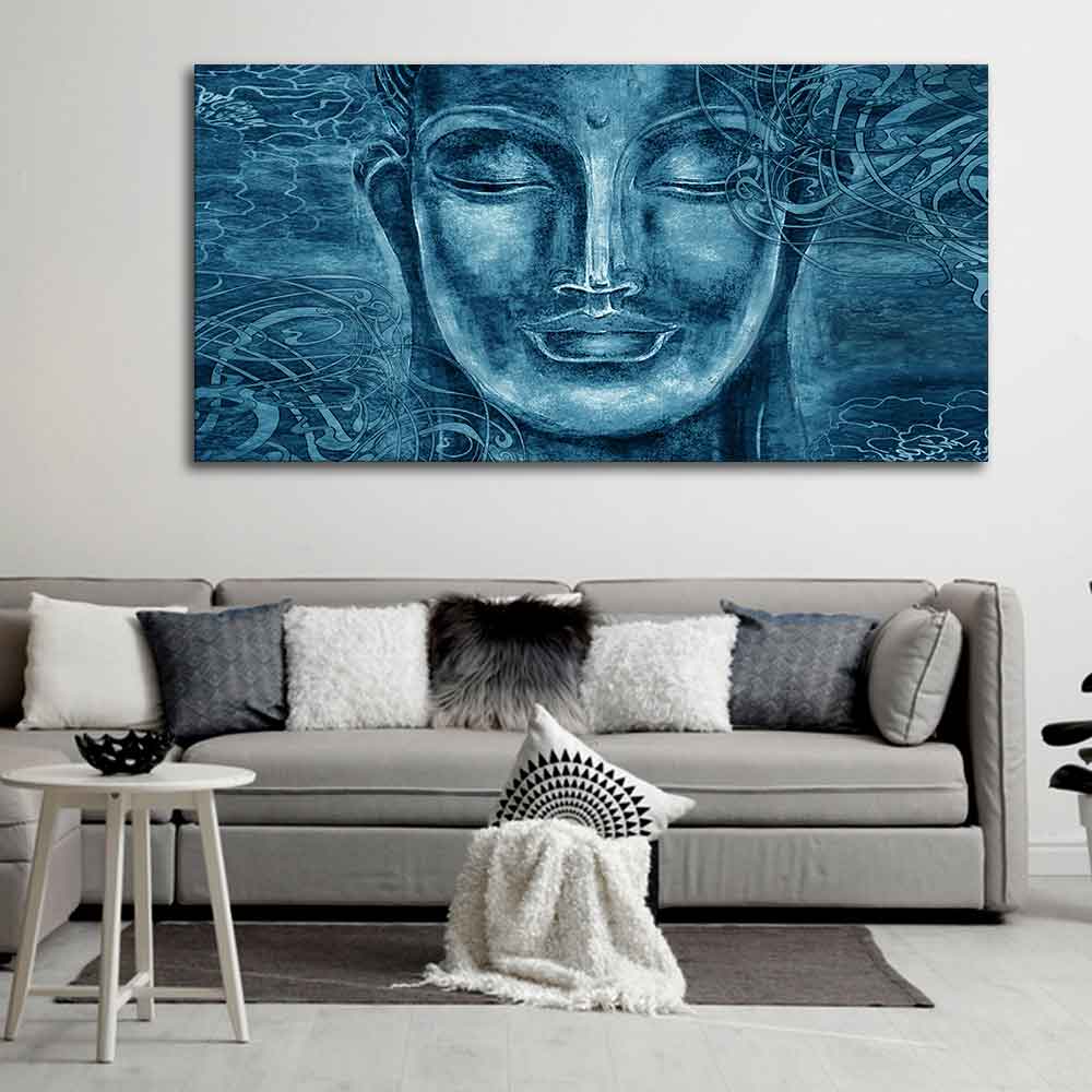 Face Sculpture of Buddha Wall Painting - Image 2