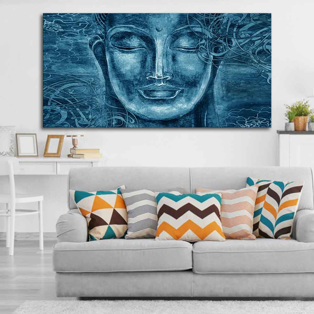 Face Sculpture of Buddha Wall Painting - Image 3