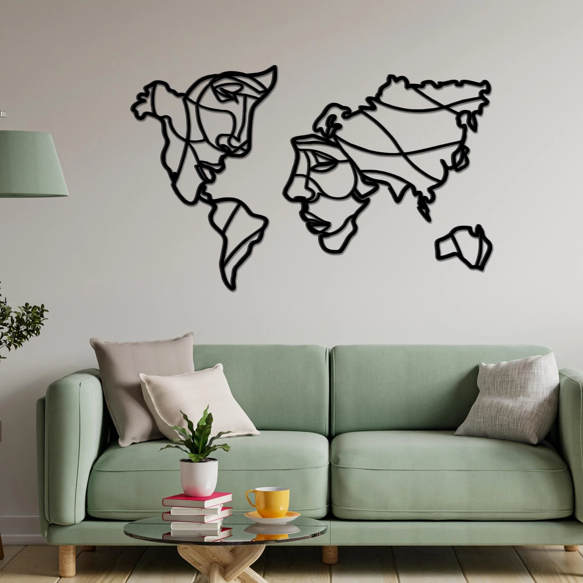 Faces of World Map Premium Quality Wooden Wall Hanging - Image 3