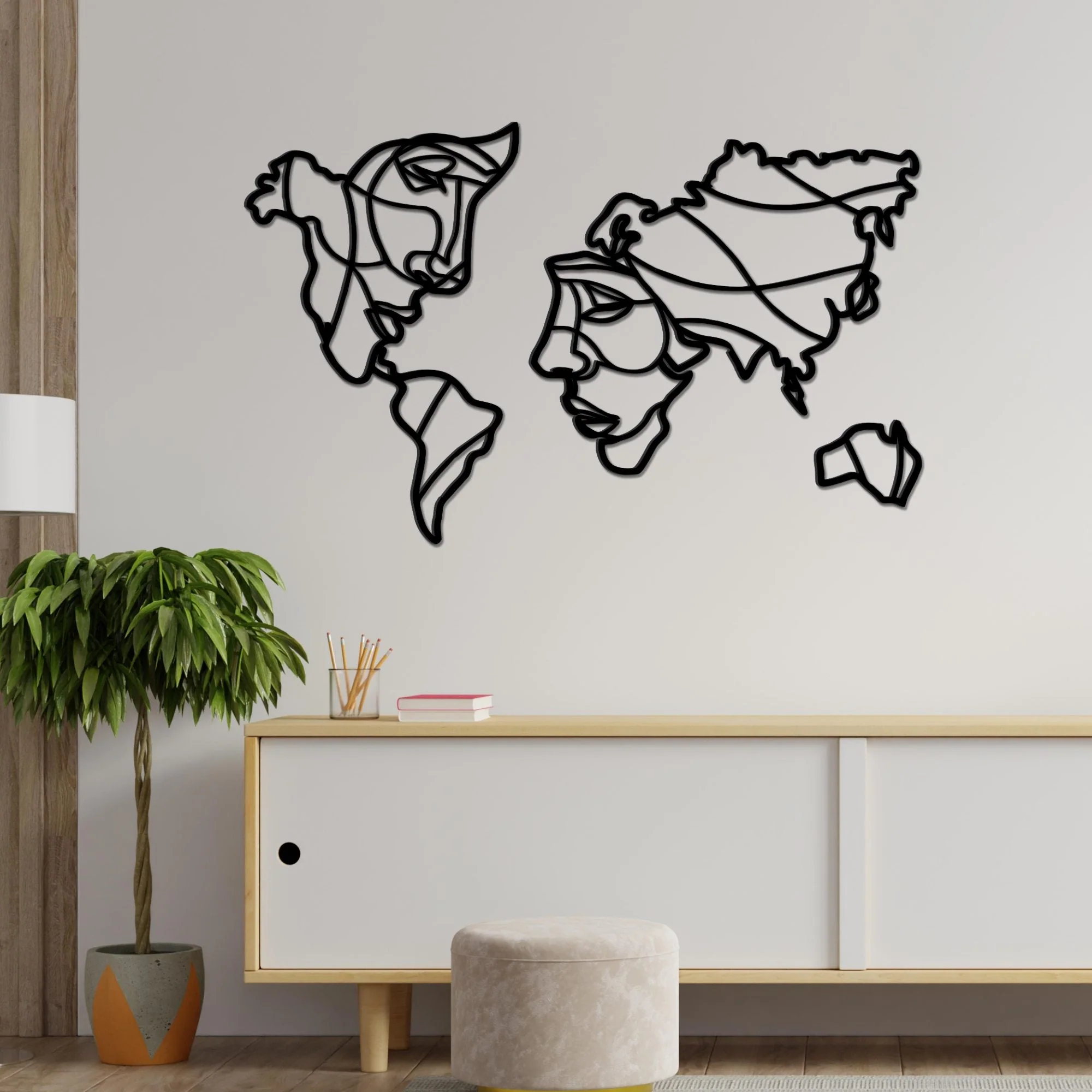 Faces of World Map Premium Quality Wooden Wall Hanging - Image 4
