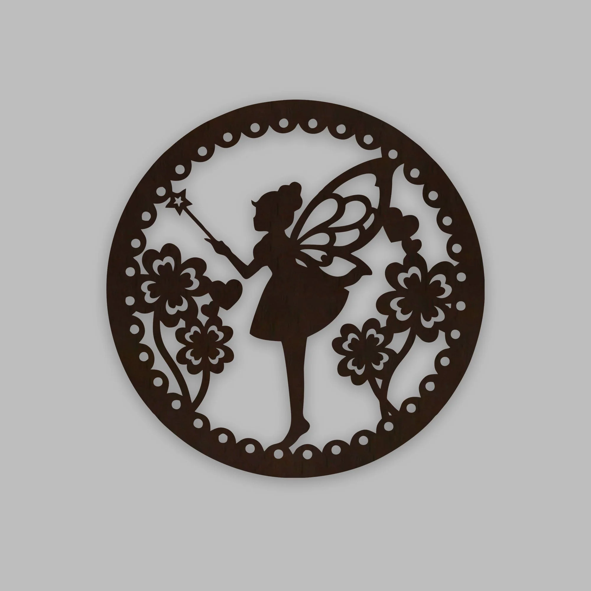 Fairy Butterfly Angel Backlit Wooden Wall Hanging with LED Night Light Walnut Finish - Image 3