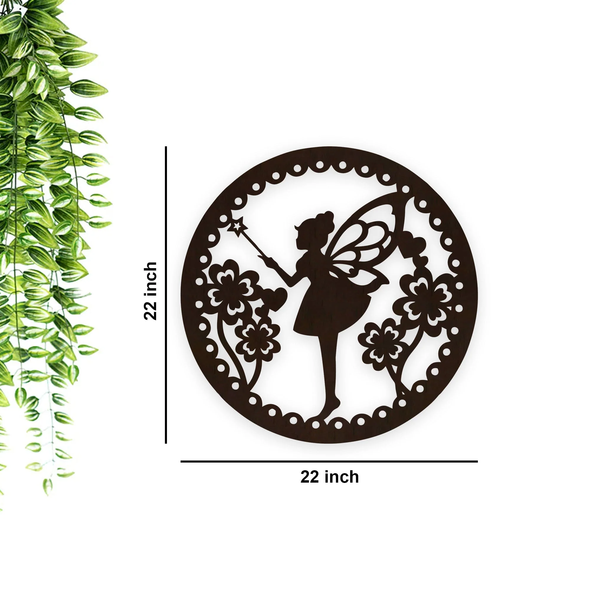 Fairy Butterfly Angel Backlit Wooden Wall Hanging with LED Night Light Walnut Finish - Image 4