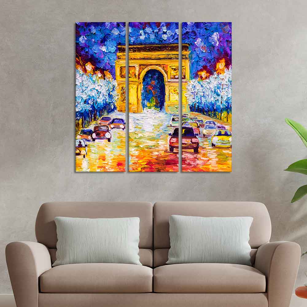 Famous Arc de Triomphe  Wall Painting Set of 3 Pieces - Image 2