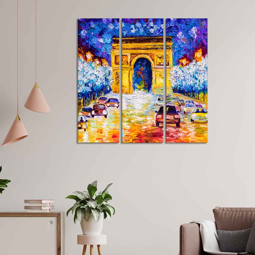 Famous Arc de Triomphe  Wall Painting Set of 3 Pieces - Image 3