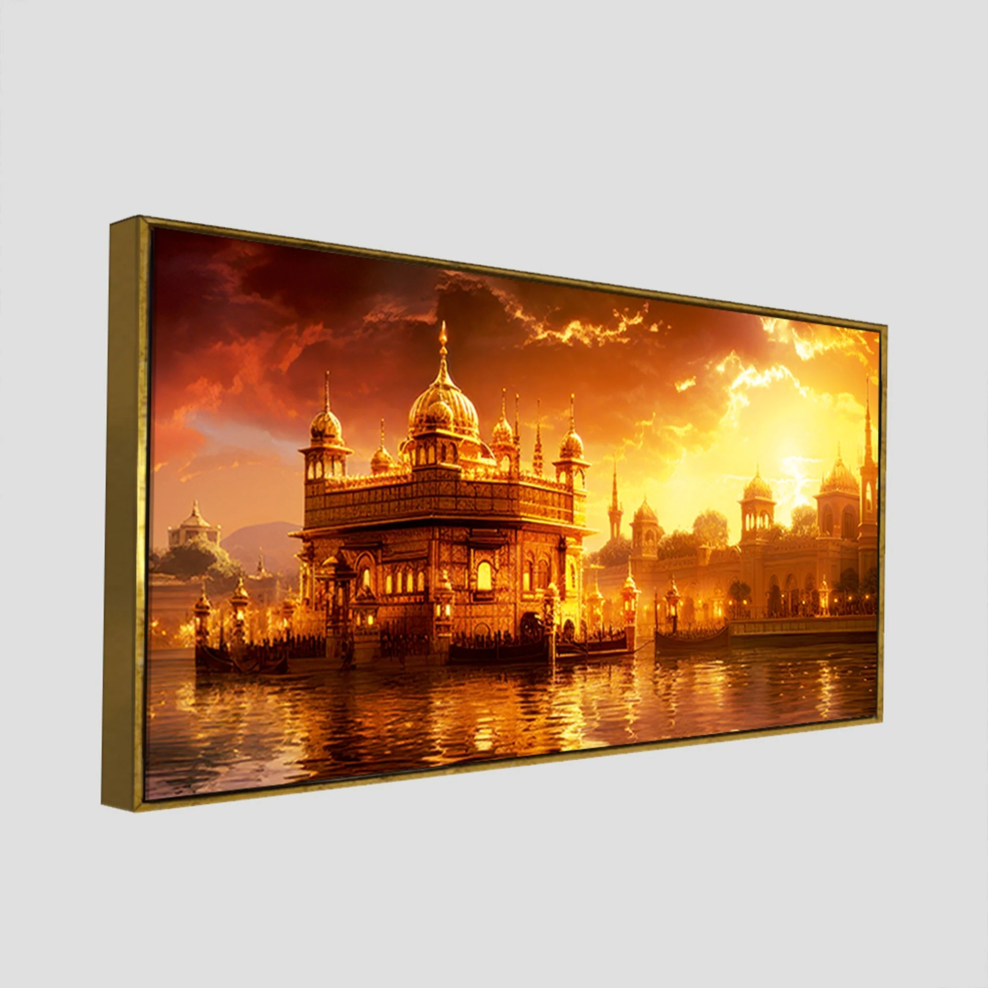 Famous Holy Golden Temple At Sunset View Canvas Wall Painting - Image 5
