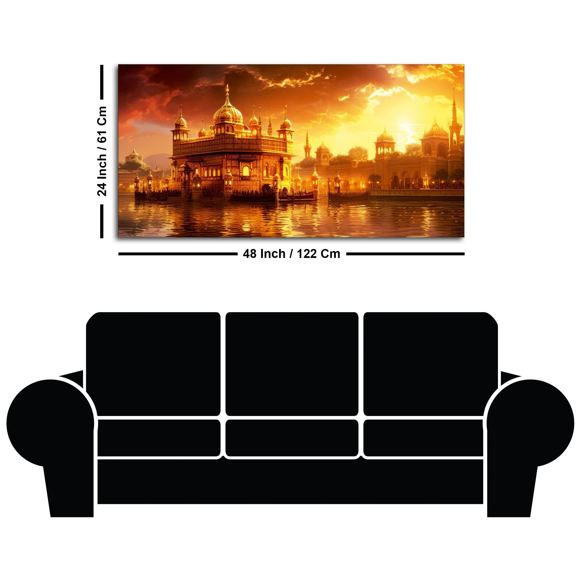 Famous Holy Golden Temple At Sunset View Canvas Wall Painting - Image 7