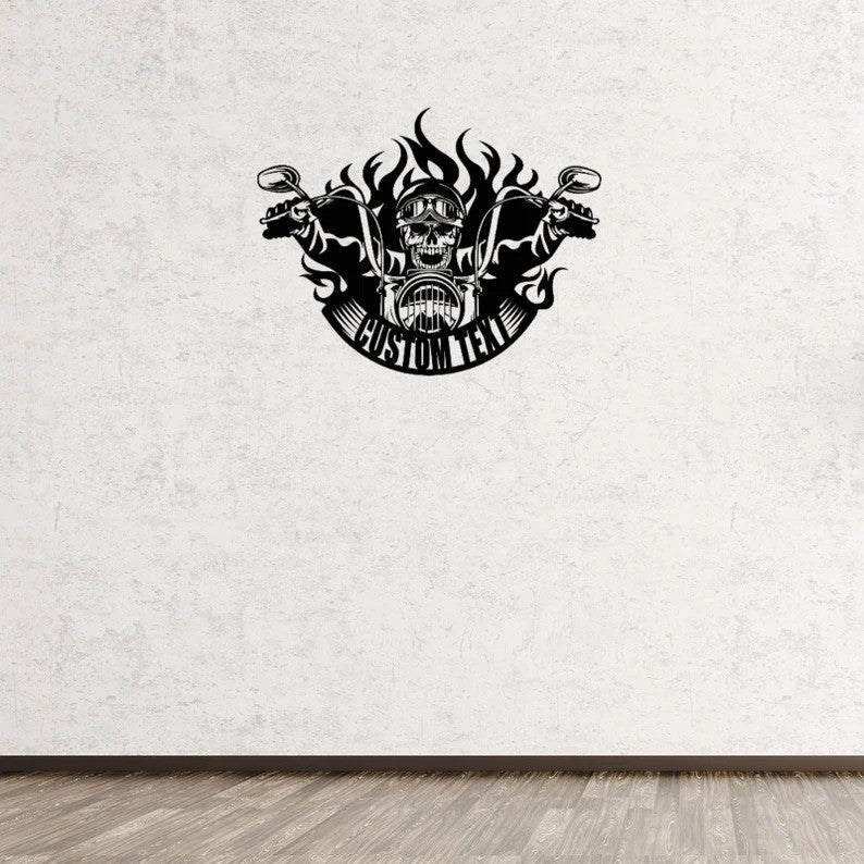 Flaming Skull Motorcycle Metal Wall Art for Home Decor - Image 5