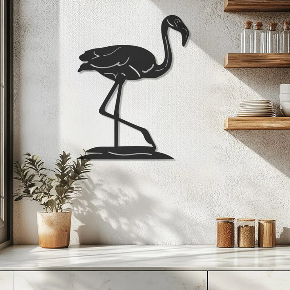 Flamingo Design Silhouette Metal Art Wall Decor - Image 2