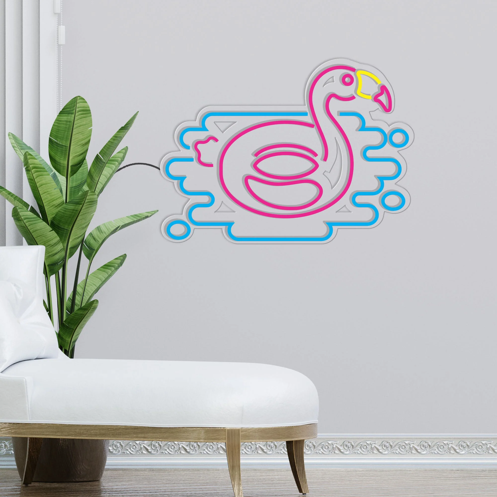 Flamingo Rubber Ring Neon Sign LED Light - Image 2