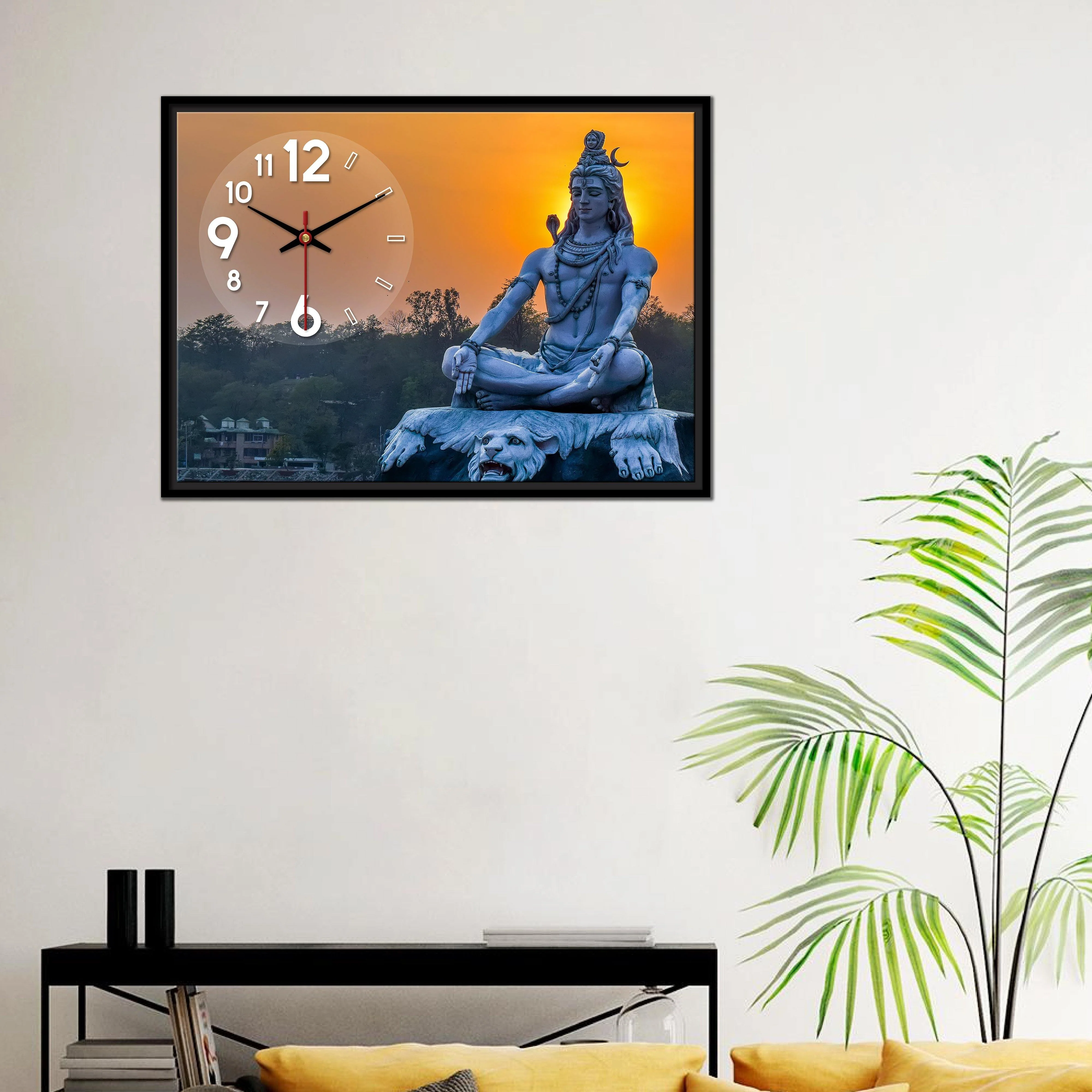 Floating Frame Lord Mahadev Wall Painting with Clock - Image 4