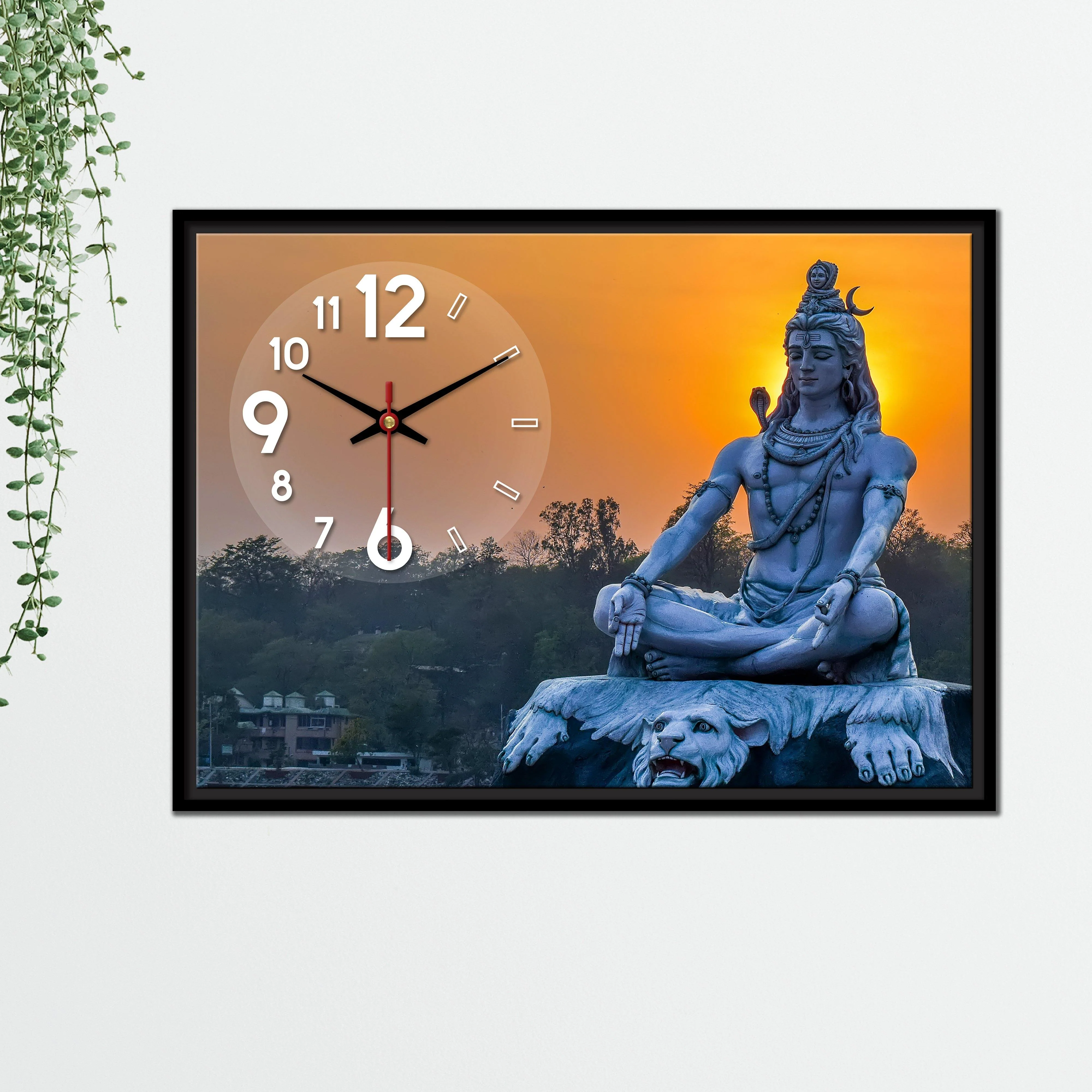 Floating Frame Lord Mahadev Wall Painting with Clock - Image 5