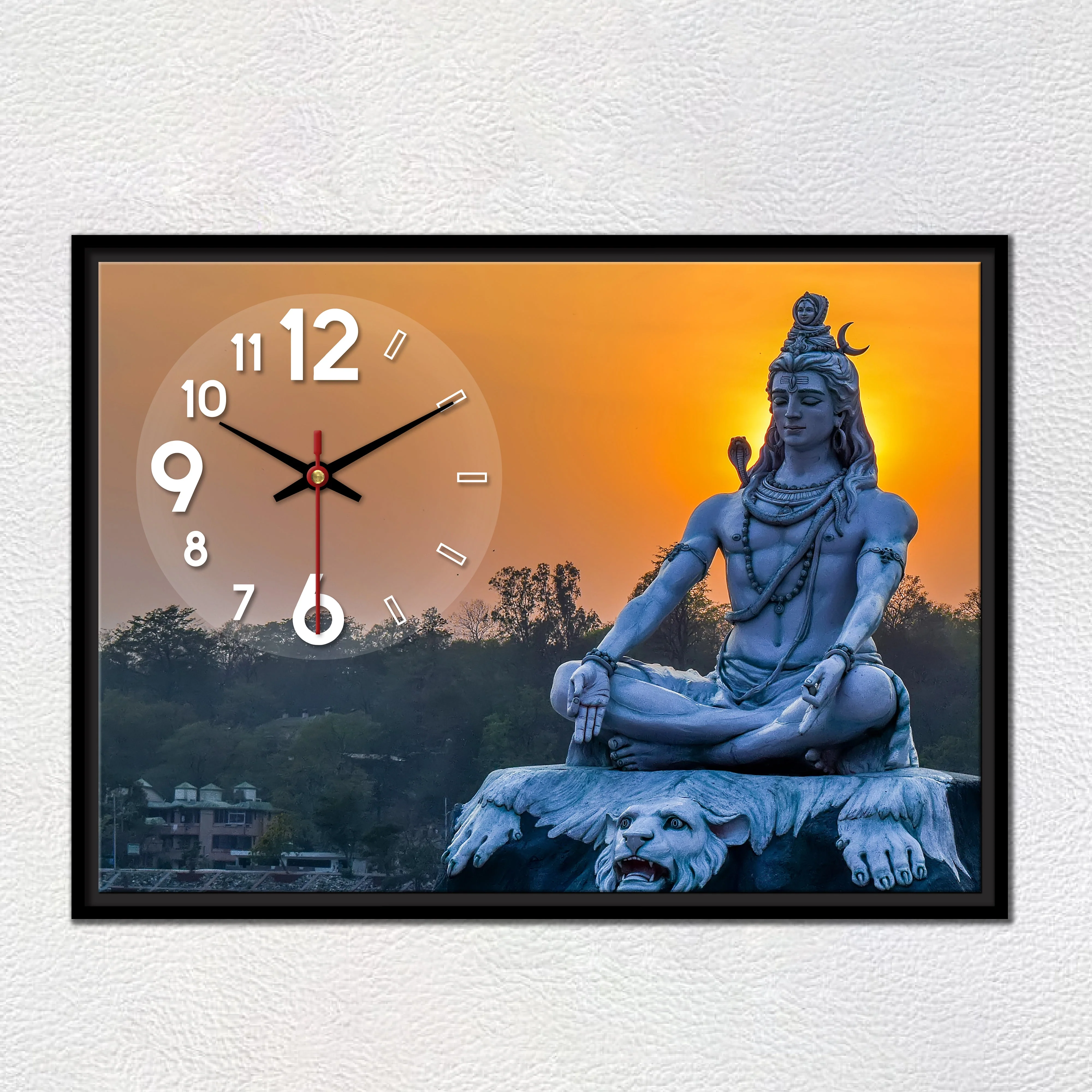 Floating Frame Lord Mahadev Wall Painting with Clock - Image 7