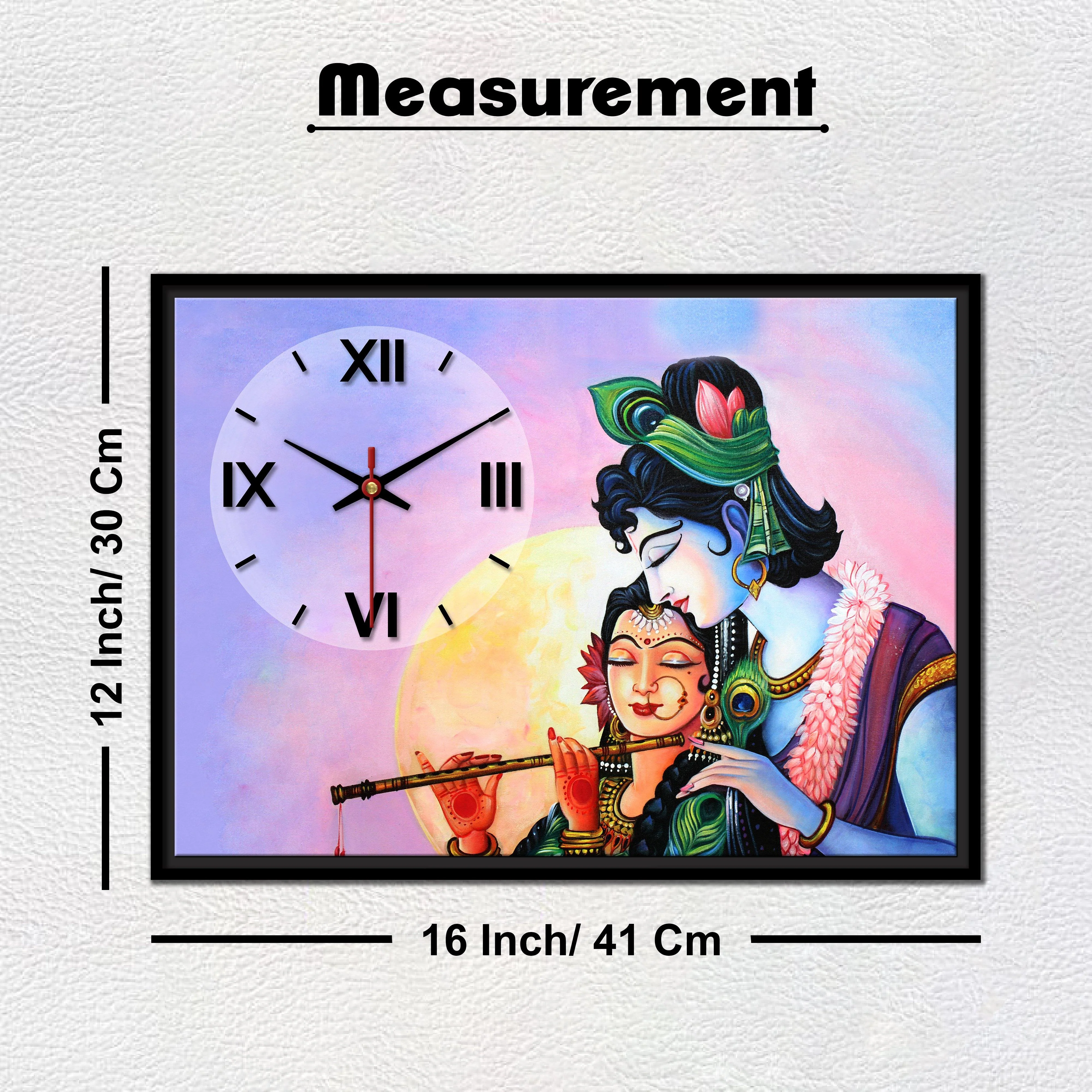 Floating Frame Lord Radha Krishna Wall Painting with Clock - Image 8