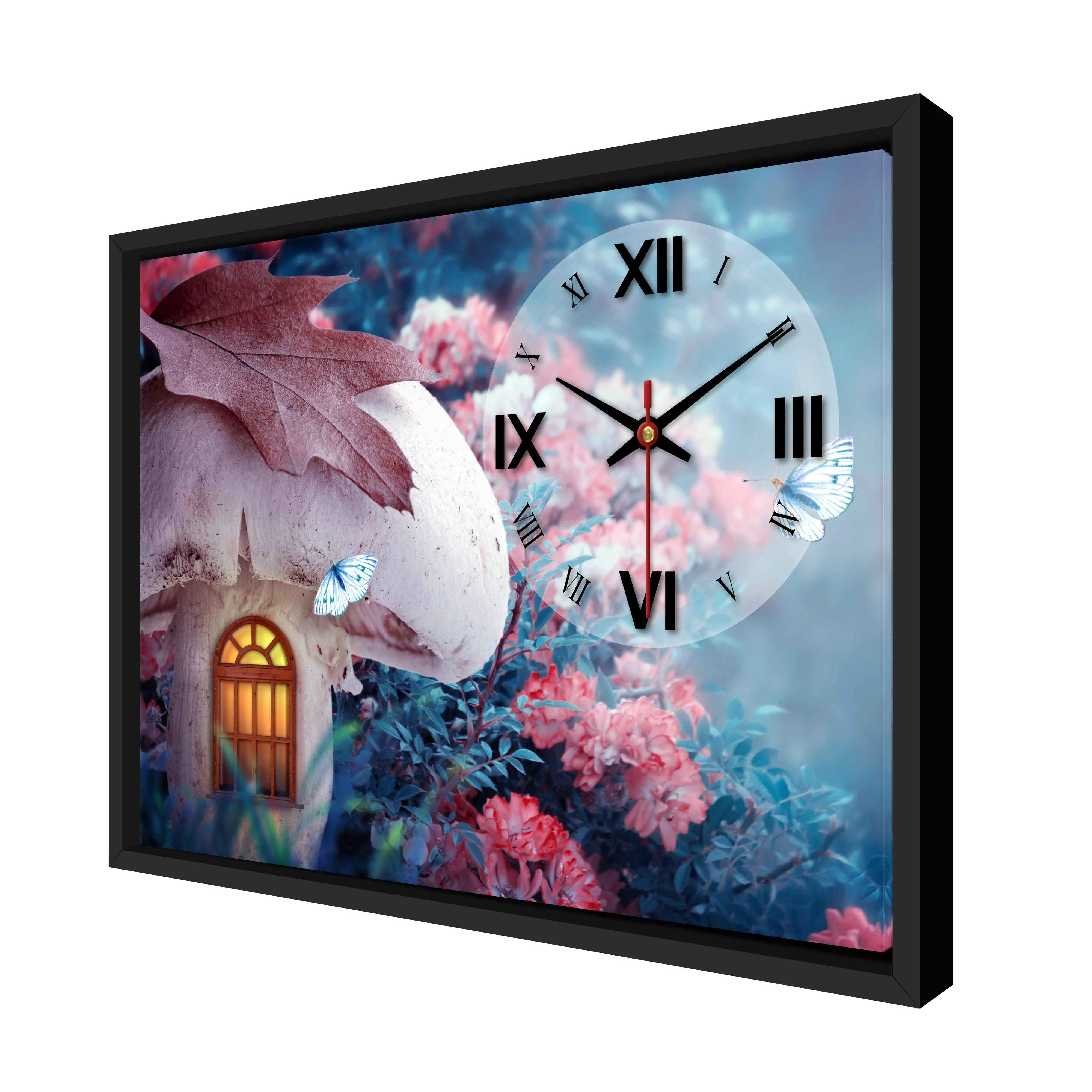 Floating Frame Mashroom House Wall Painting with Clock - Image 6