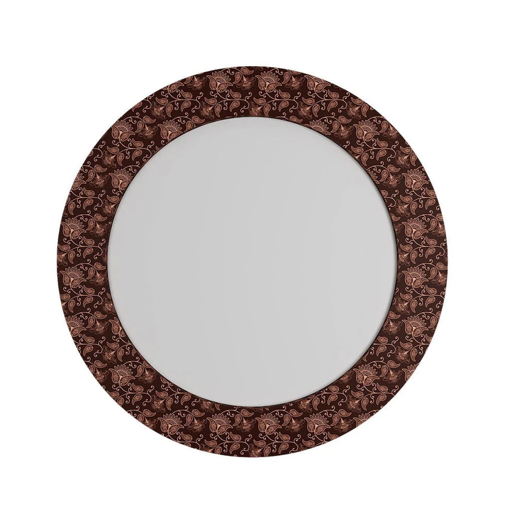 Floral Beauty Maroon Printed Round Acrylic Wall Mirror - Image 3