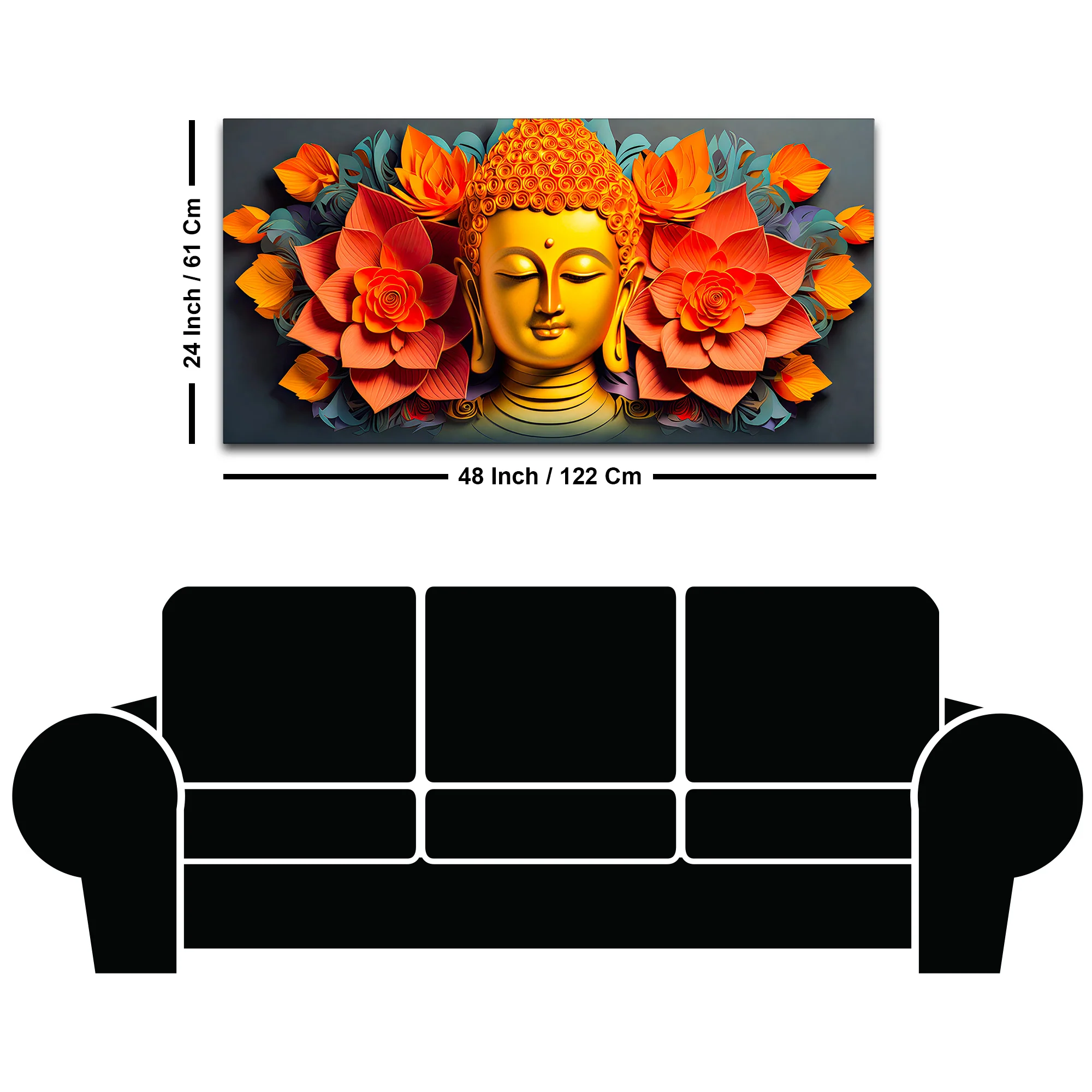 Floral Buddha Wall Canvas Painting for Home Decoration - Image 8