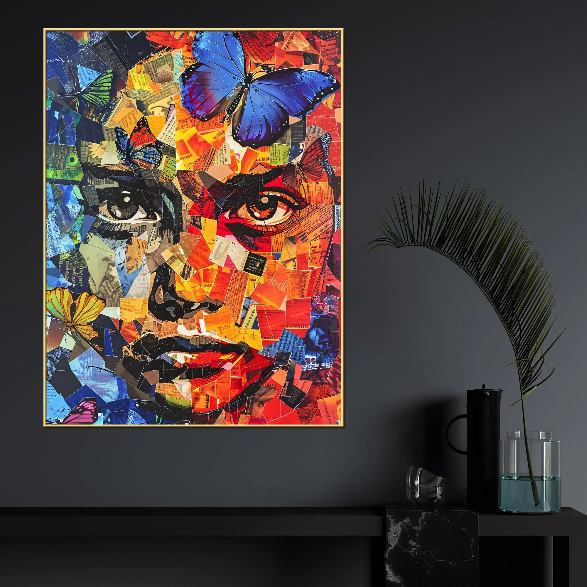 Floral Butterfly Woman Cotton Canvas Wall Painting - Image 2