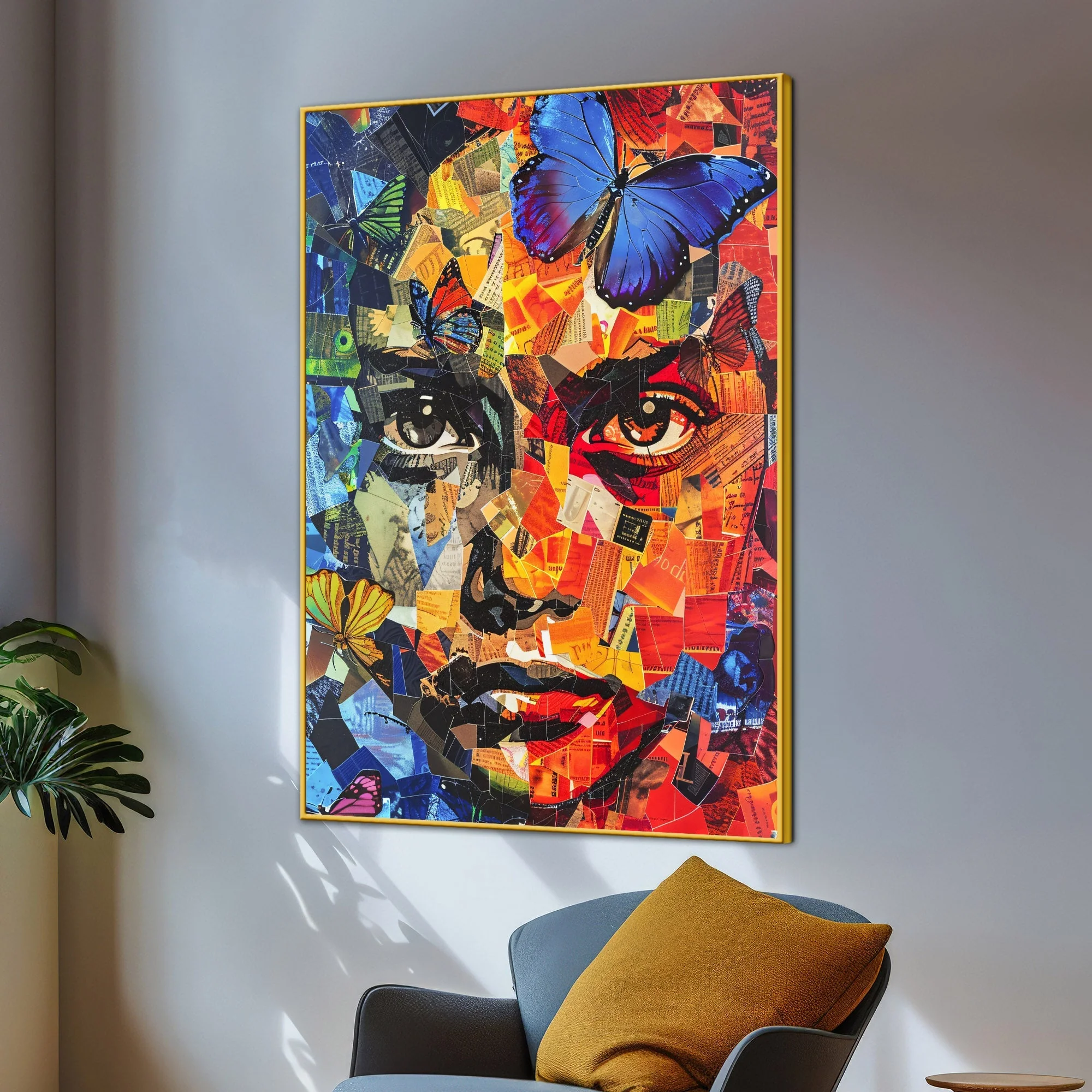 Floral Butterfly Woman Cotton Canvas Wall Painting - Image 3