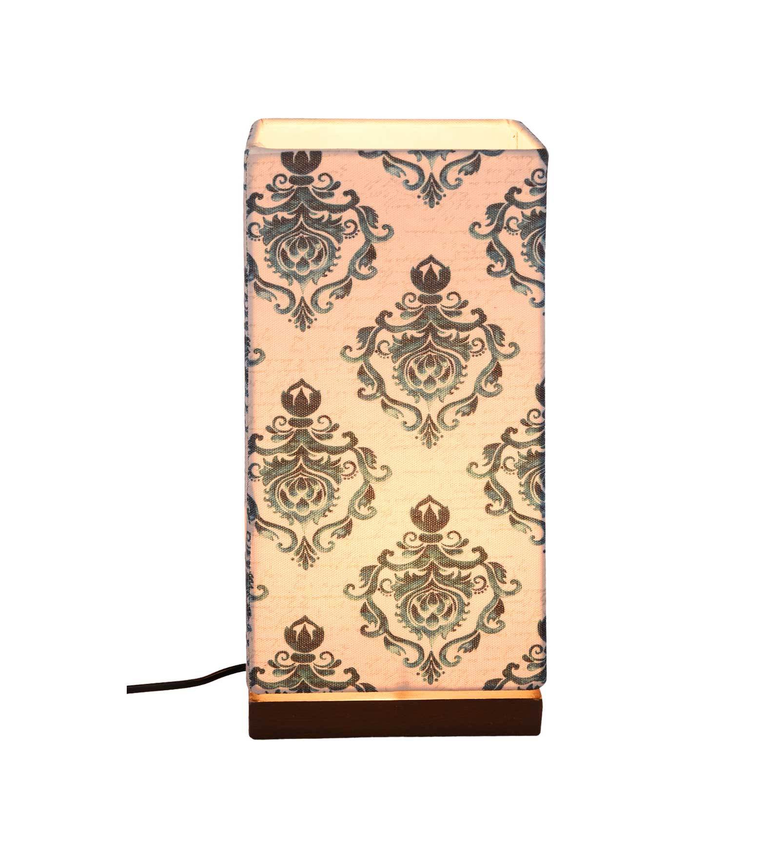 Floral Designer Art Printed Table Lamp with Wooden Finish Base - Image 3