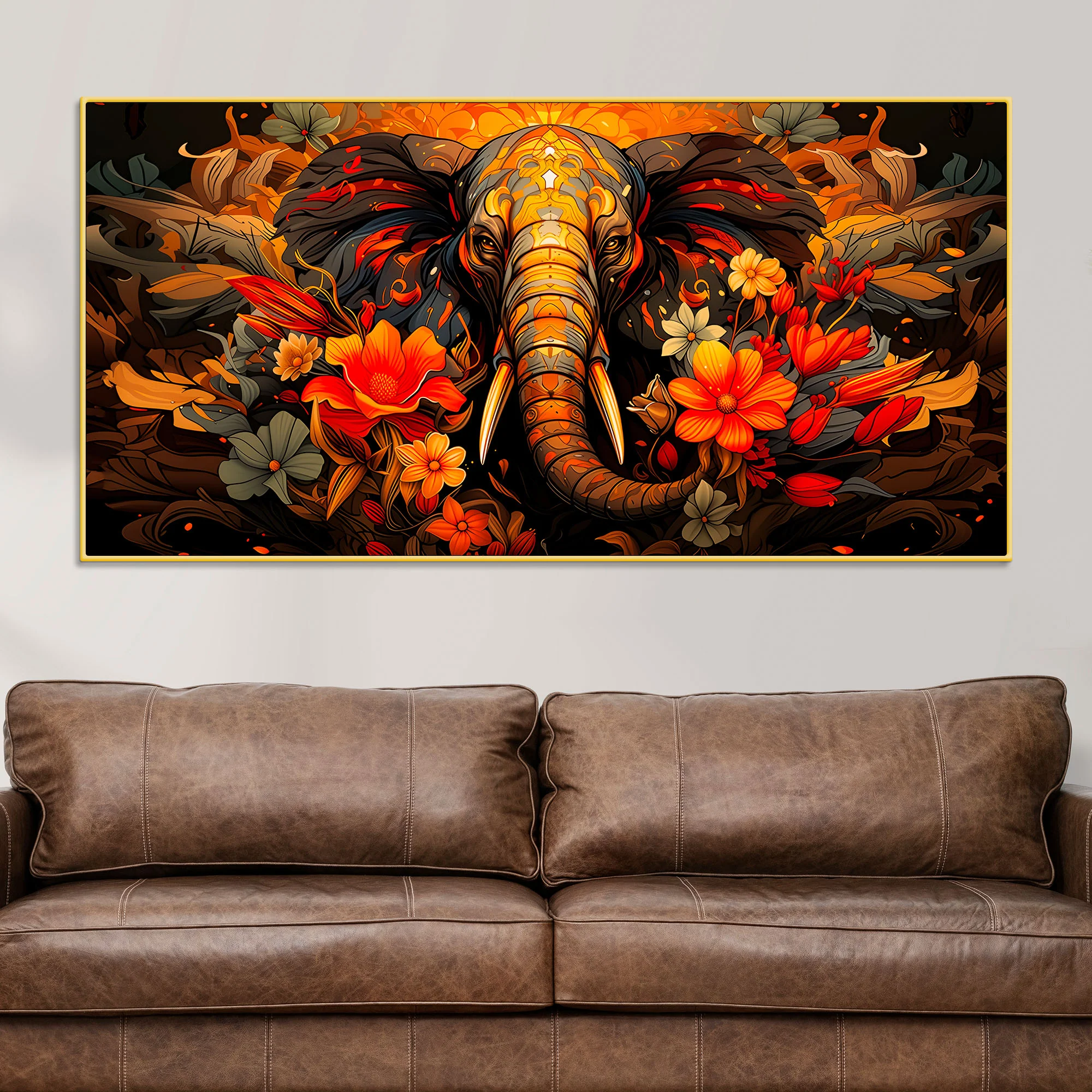 Floral Elephant Wall Art Painting for Home Decoration - Image 2