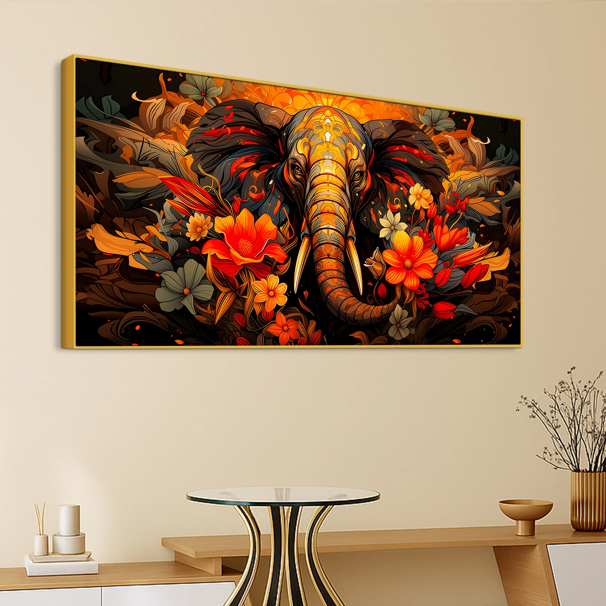 Floral Elephant Wall Art Painting for Home Decoration - Image 5