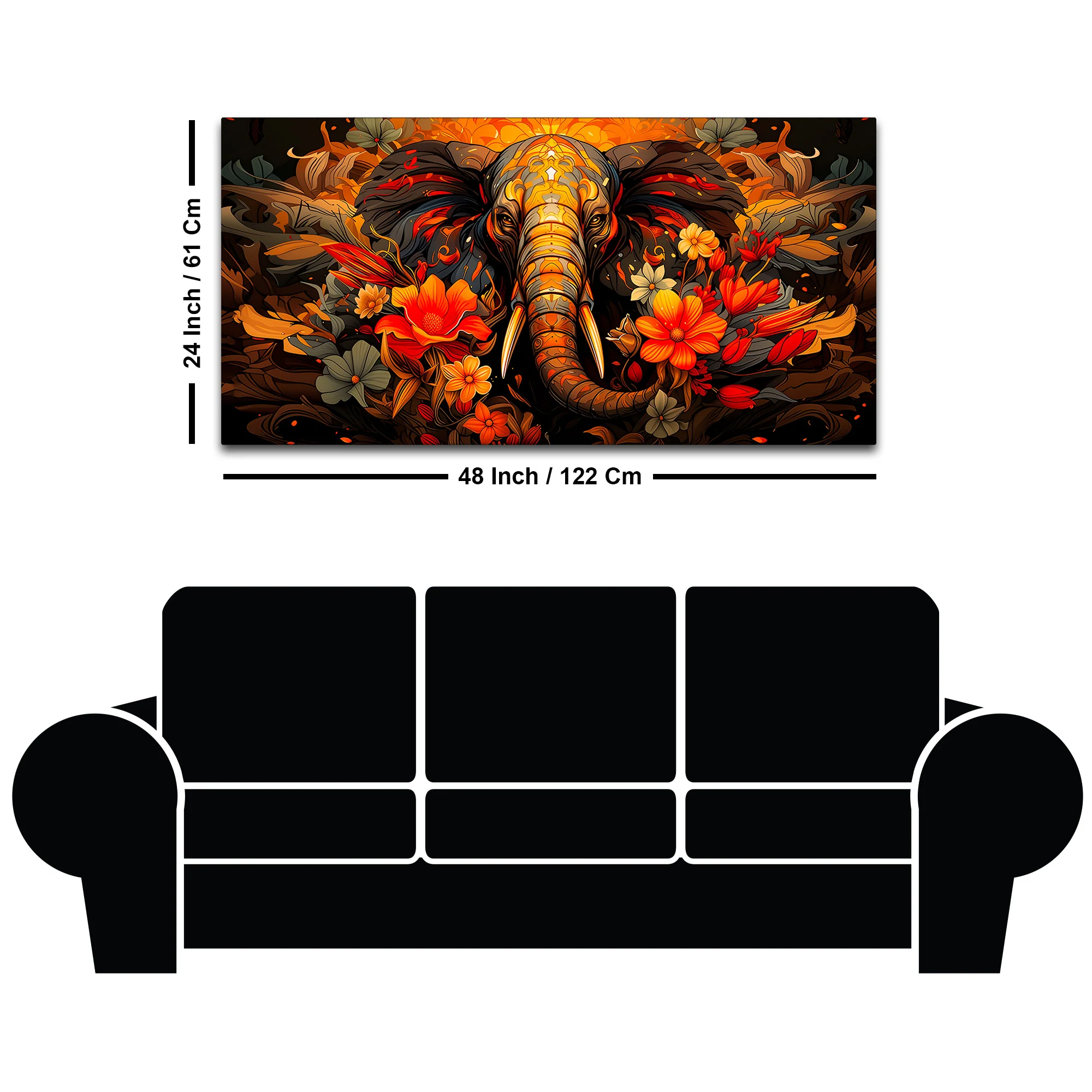 Floral Elephant Wall Art Painting for Home Decoration - Image 8