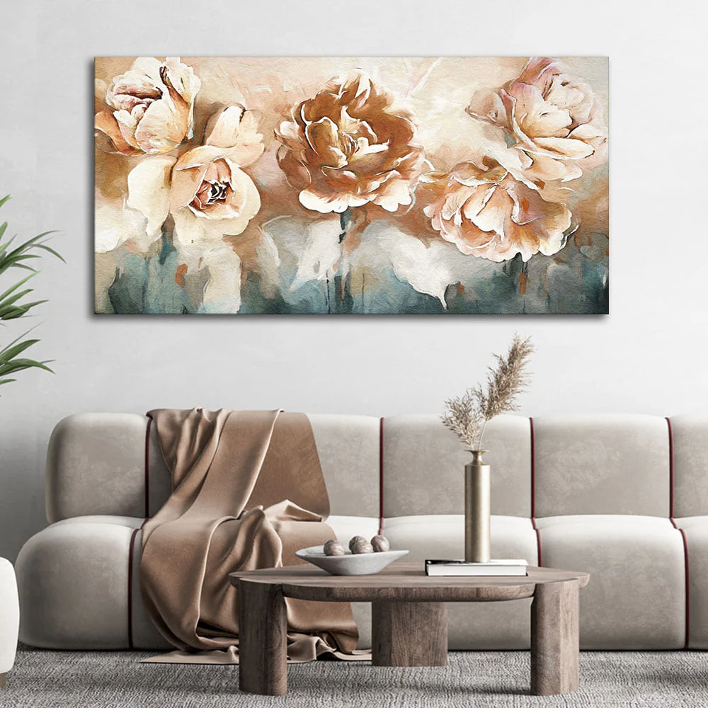 Floral Flower White Rose Canvas Wall Painting - Image 2