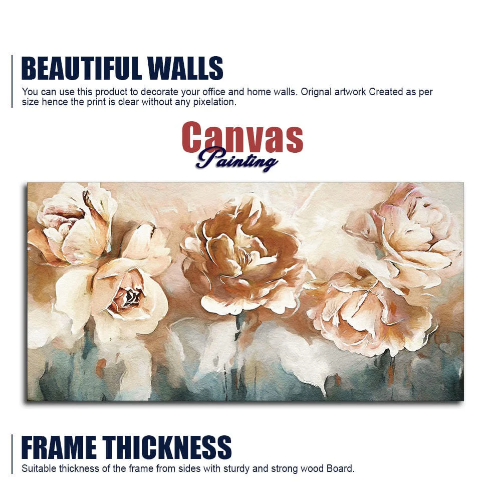Floral Flower White Rose Canvas Wall Painting - Image 6
