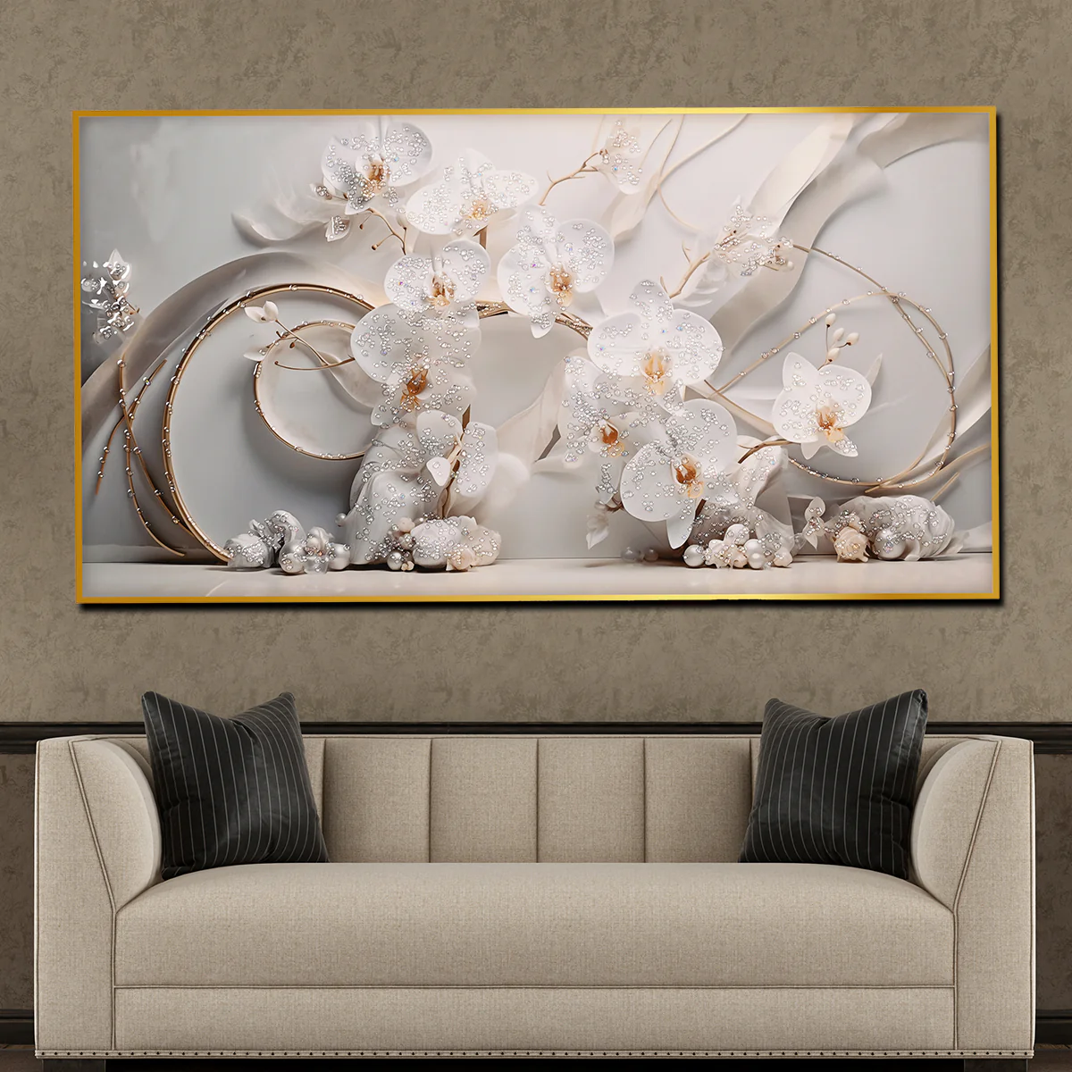 Floral Petals in Ice Framed Crystal Glass Painting - Image 2