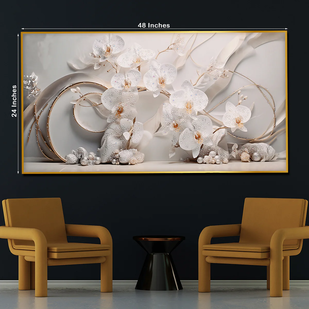 Floral Petals in Ice Framed Crystal Glass Painting - Image 5