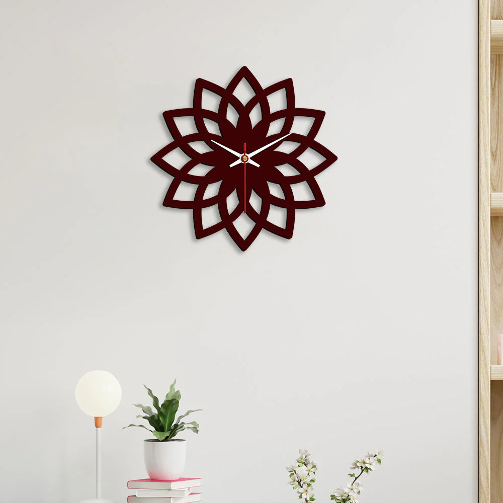 Floral Shape Designer Wooden Wall Clock - Image 2
