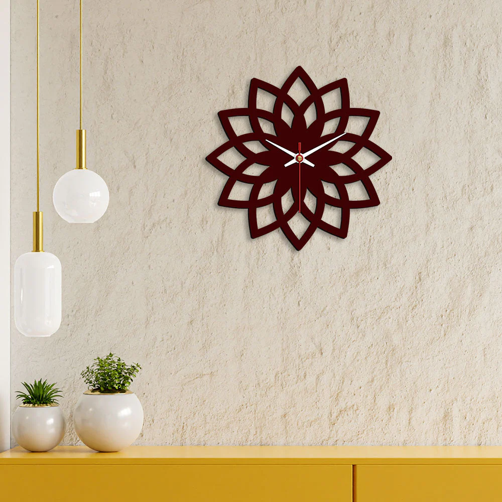 Floral Shape Designer Wooden Wall Clock - Image 4