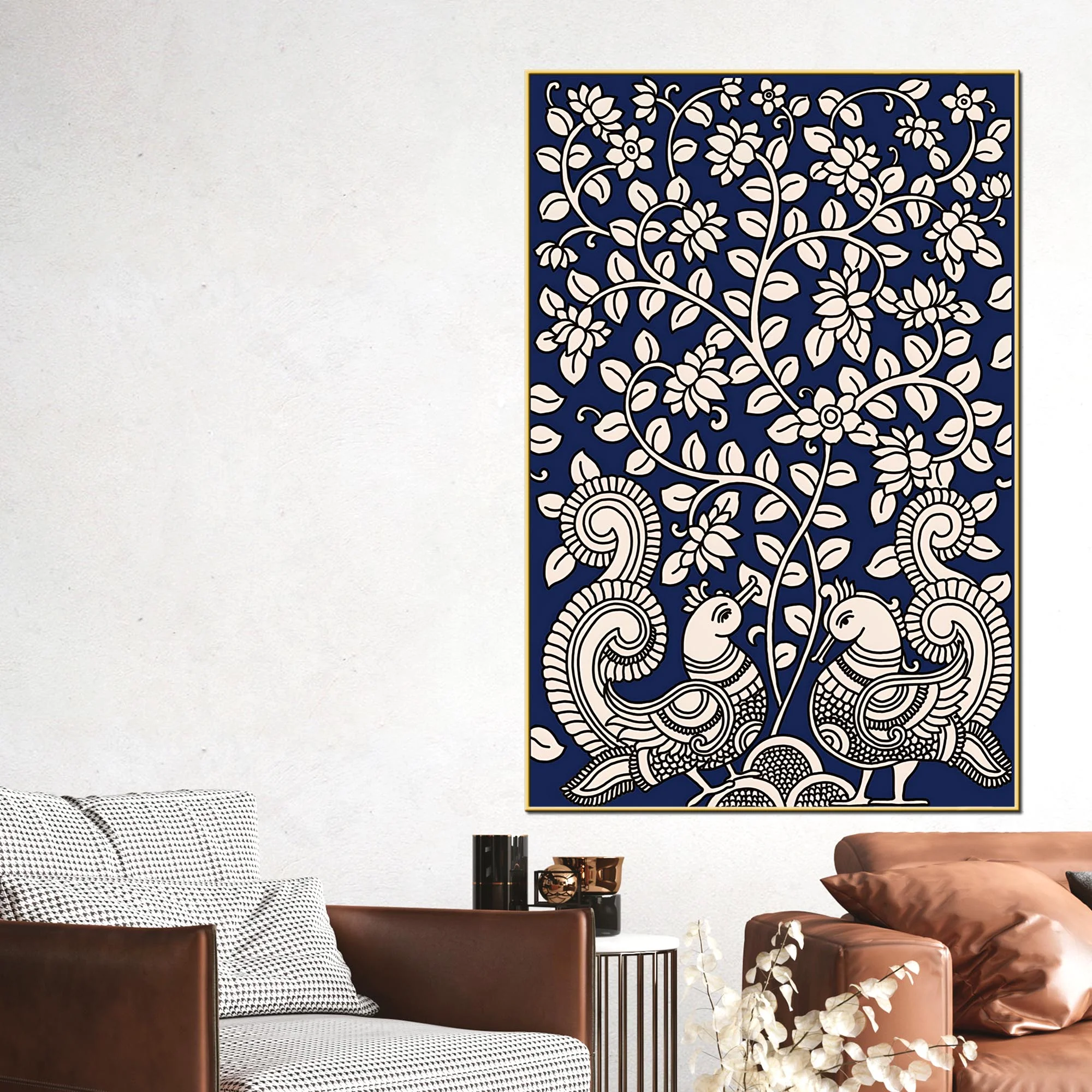 Floral Tree with Birds Canvas Painting | Birds & Floral Wall Décor