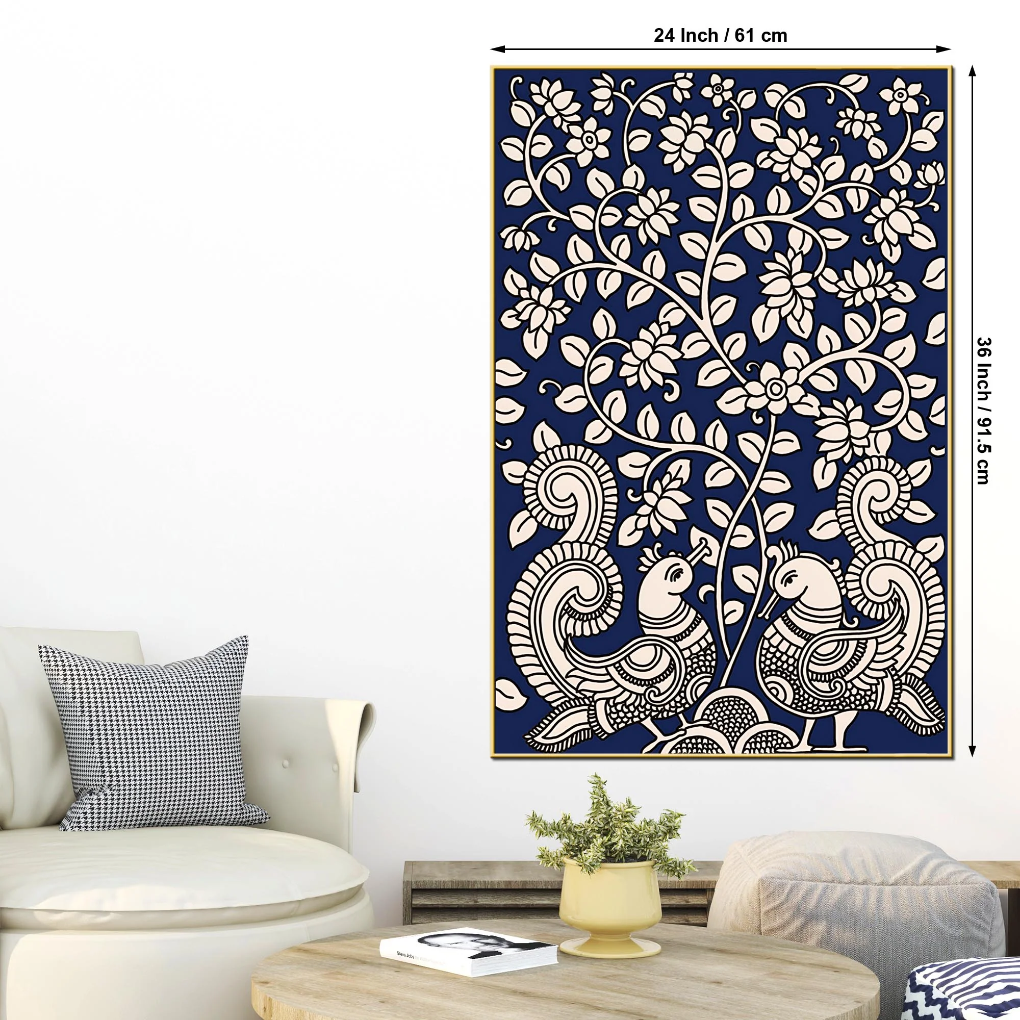 Floral Tree with Birds Canvas Painting | Birds & Floral Wall Décor - Image 5