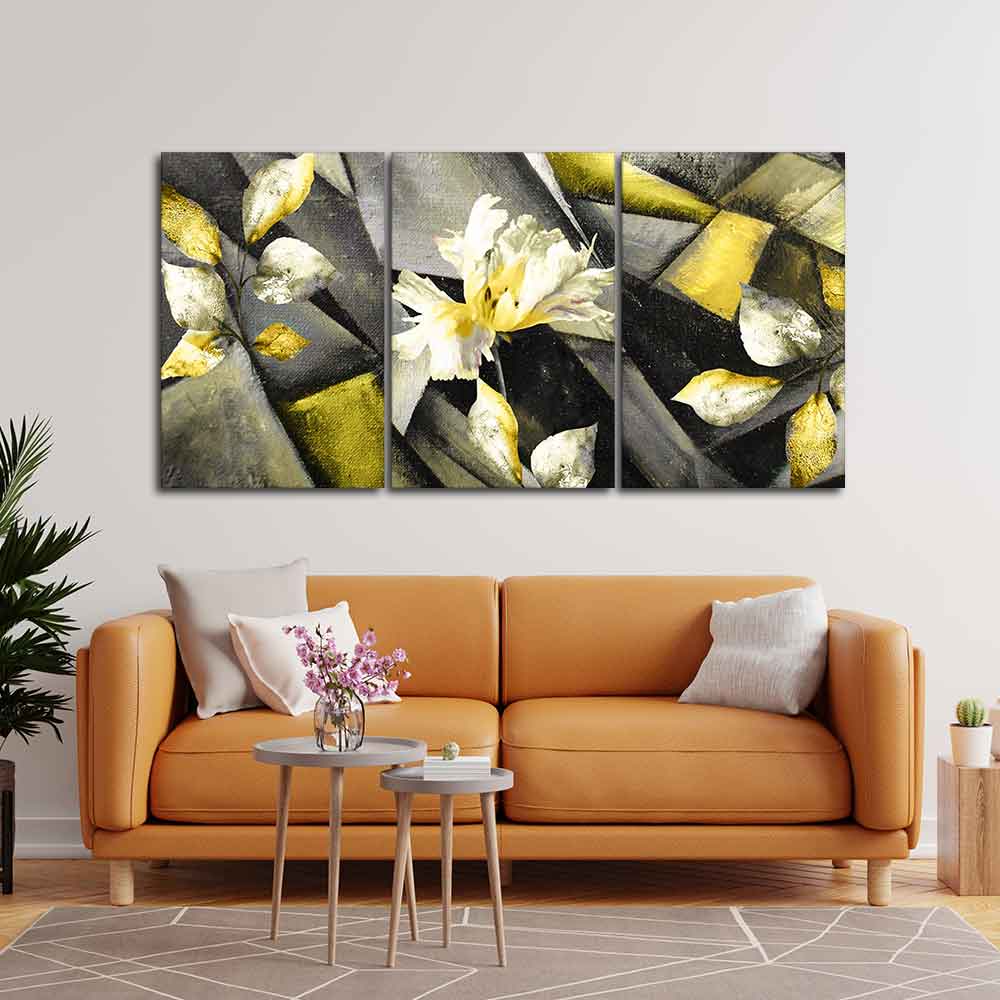 Flower Canvas Wall Painting Abstract Art 3 Pieces - Image 2