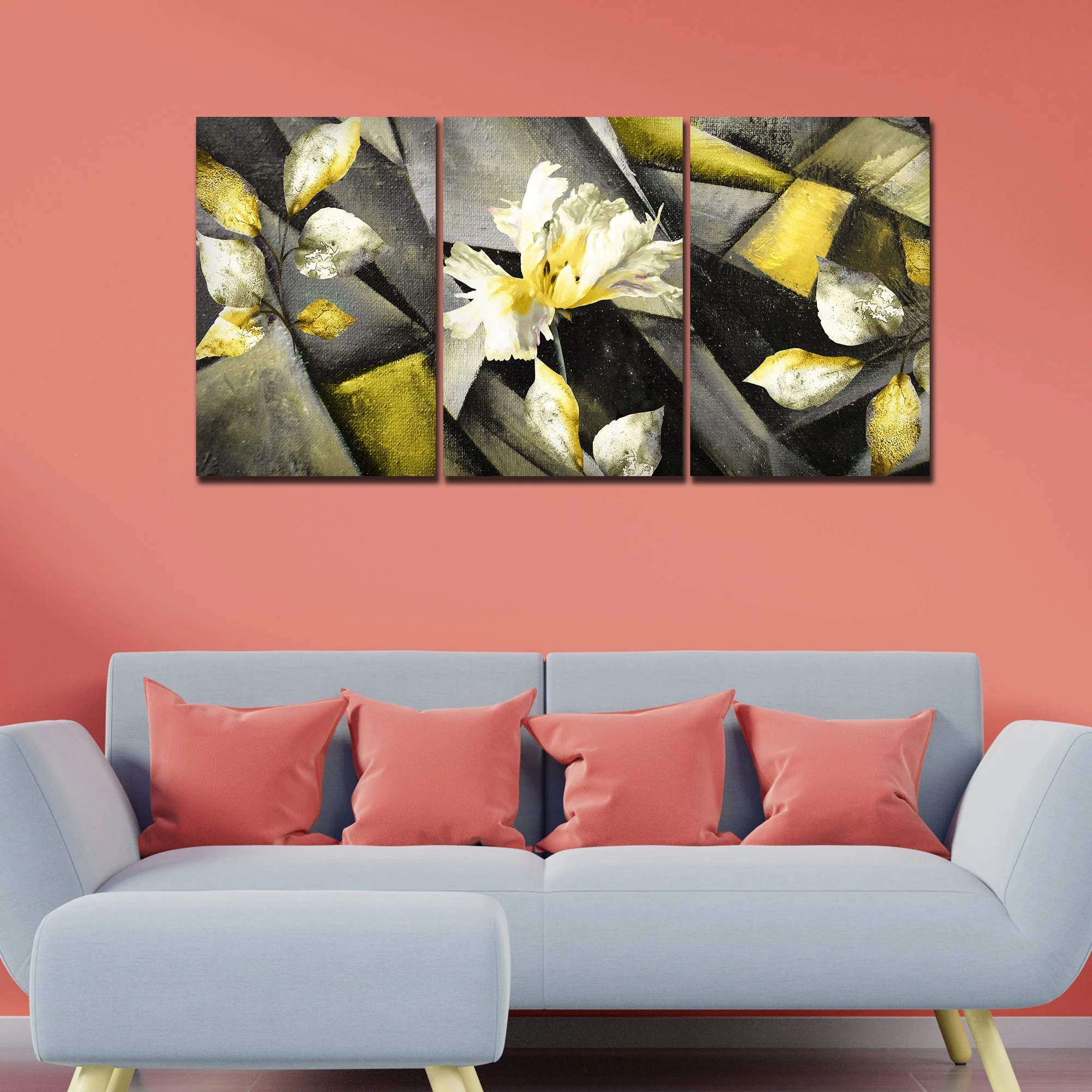 Flower Canvas Wall Painting Abstract Art 3 Pieces - Image 3