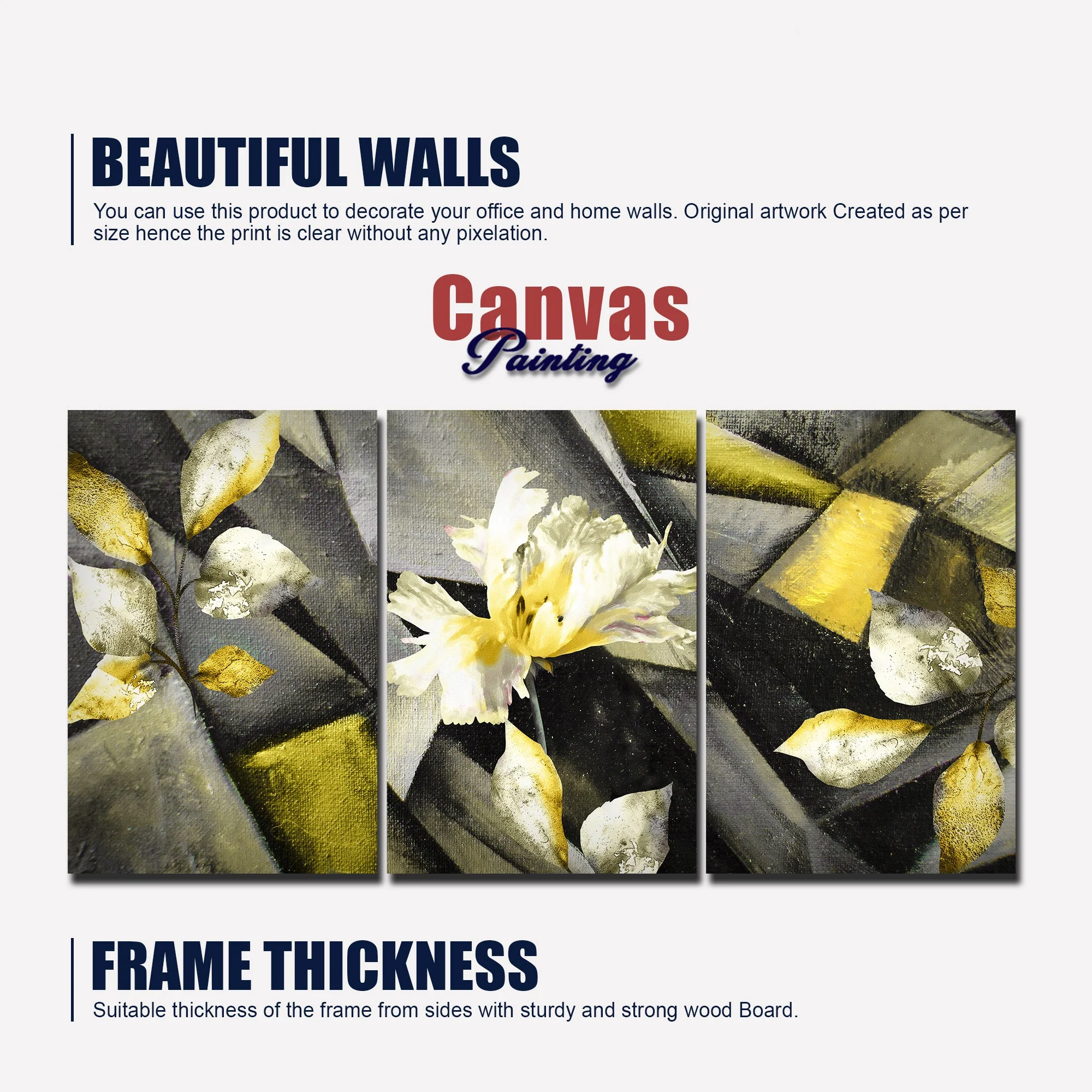 Flower Canvas Wall Painting Abstract Art 3 Pieces - Image 6