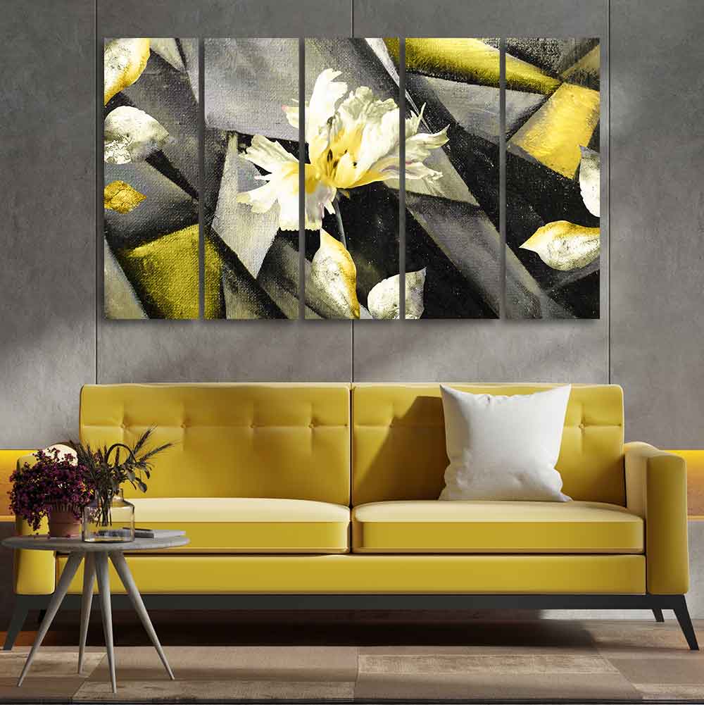 Flower Canvas Wall Painting Abstract Art Five Pieces - Image 3