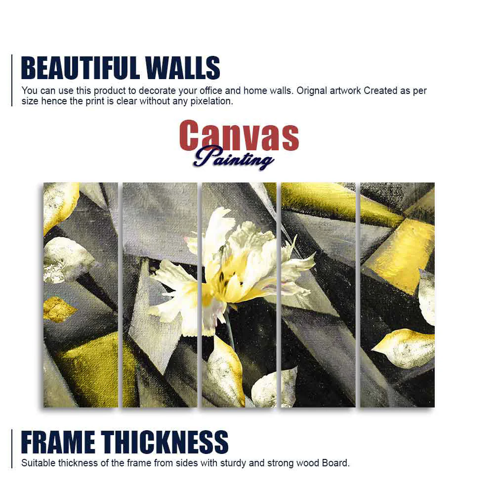 Flower Canvas Wall Painting Abstract Art Five Pieces - Image 5